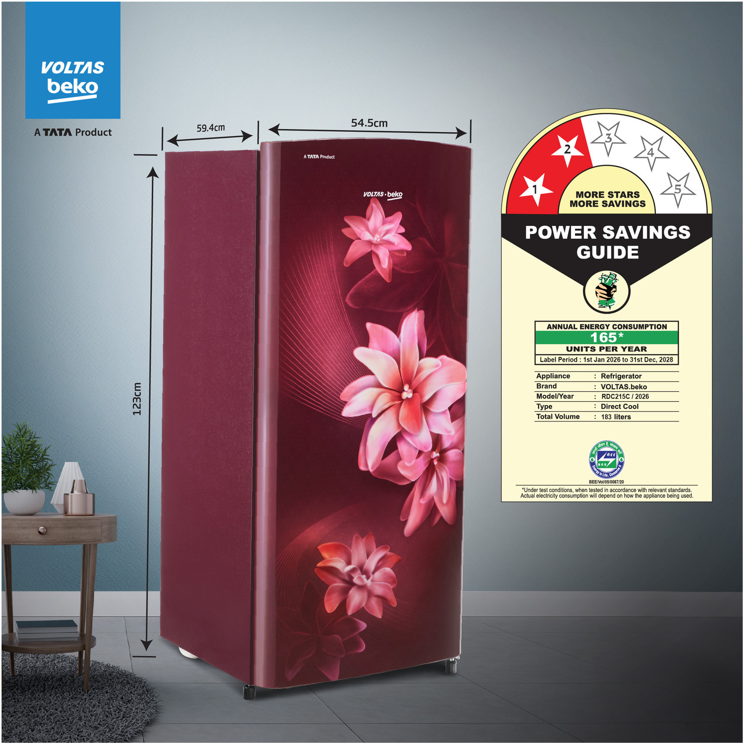 Image of Voltas Beko 183 L Direct Cool Single Door 2 Star Refrigerator