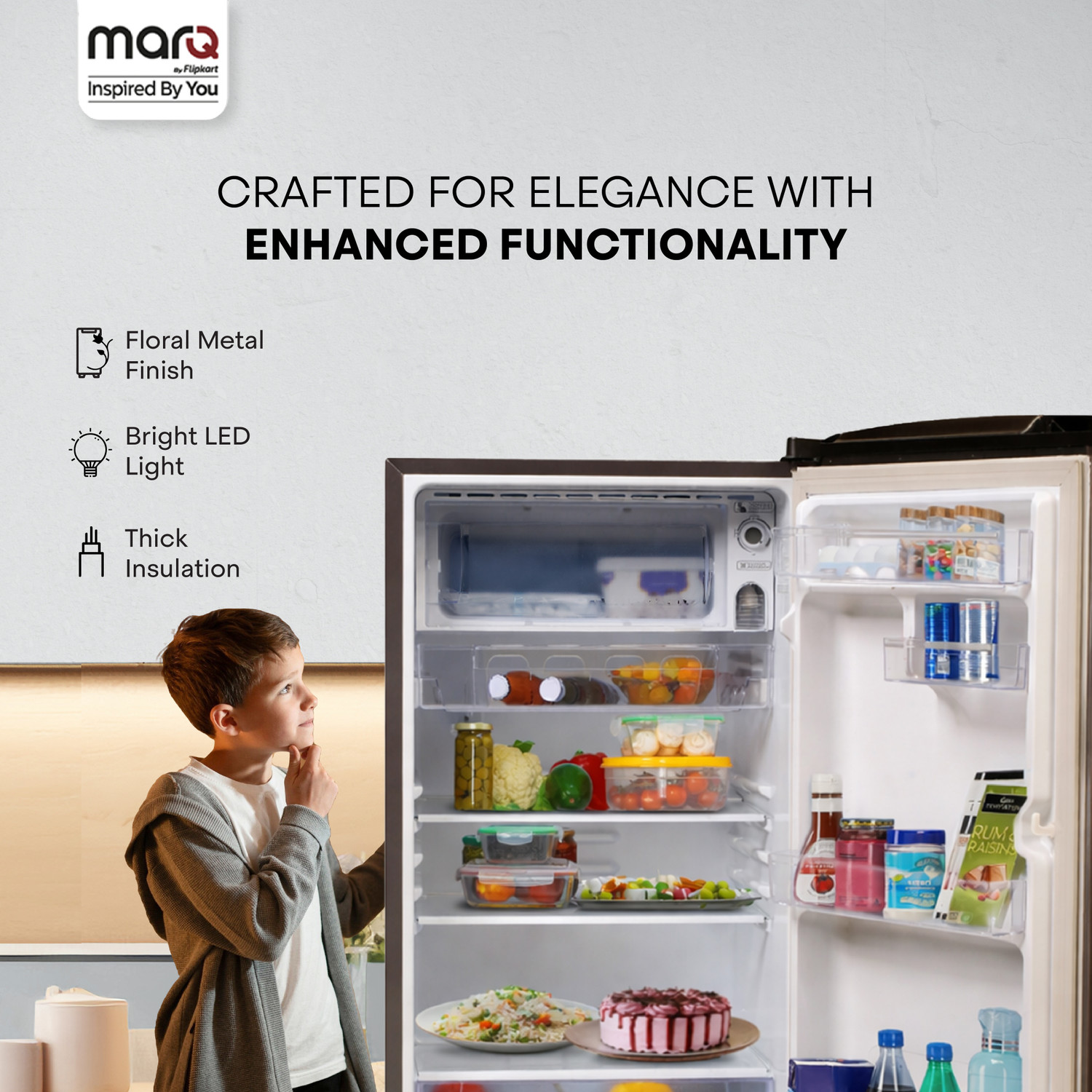 Image of MarQ by Flipkart 183 L Direct Cool Single Door 2 Star Refrigerator with Toughened Glass Shelves and Large Vegetable Basket