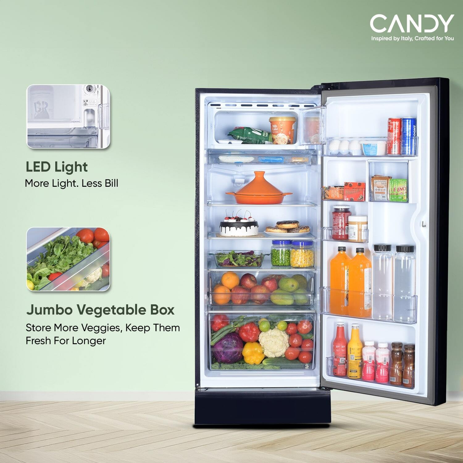 Image of CANDY 190 L Direct Cool Single Door 5 Star Refrigerator