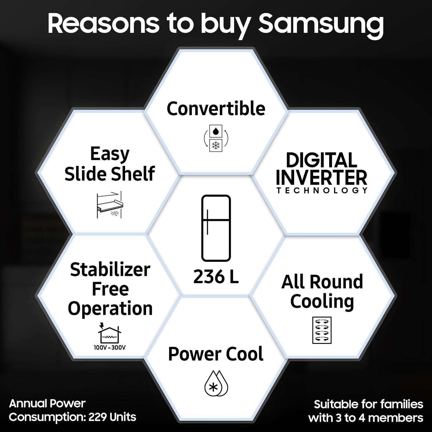Samsung 236L Frost Free Double Door 3 Star Convertible Refrigerator - Image 3