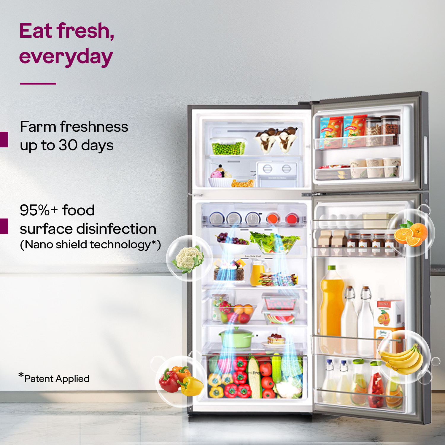 Image of Godrej 436 L Frost Free Double Door 2 Star Refrigerator with Powered by AI Tech With 6-In-1 Convertible Freezer Modes And 95%+ Food Surface Disinfection
