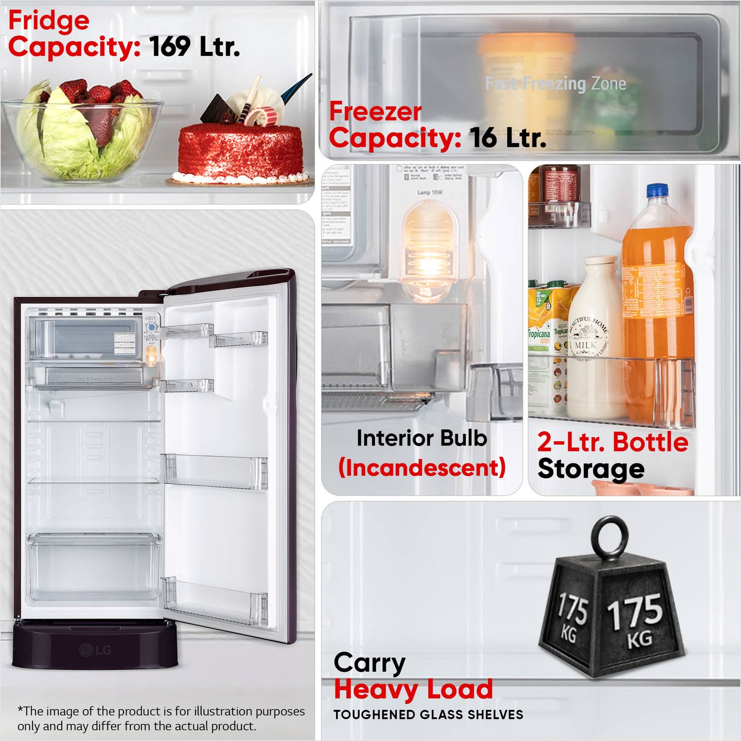 LG 185 L 5-Star Direct Cool Refrigerator with Base Drawer - Image 4