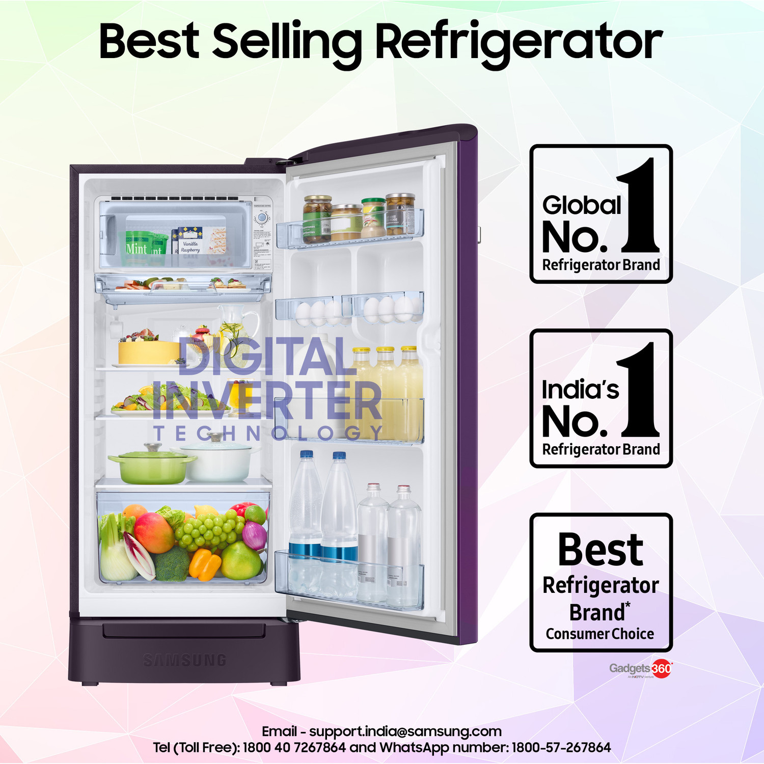 Image of Samsung 189 L Direct Cool Single Door 5 Star Refrigerator with Base Drawer with Digital Inverter, Single Touch Defrost, 2026 Model