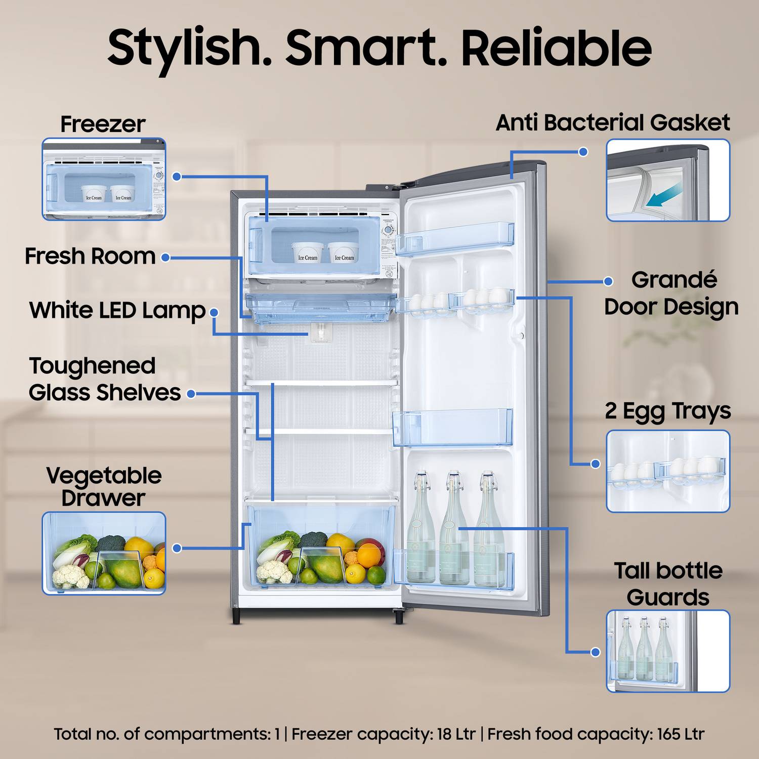 Samsung 183L Direct Cool Single Door Refrigerator - Image 5