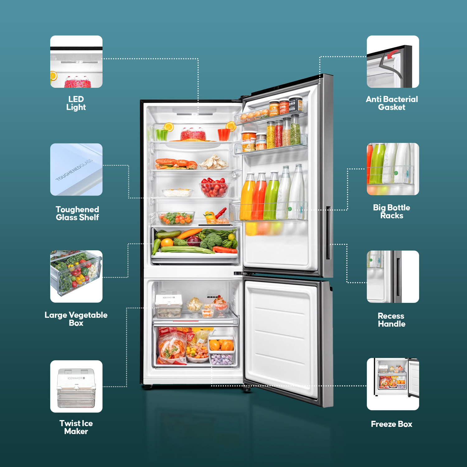 Image of Haier 300 L Frost Free Double Door Bottom Mount 2 Star Refrigerator with 1 hour Icing