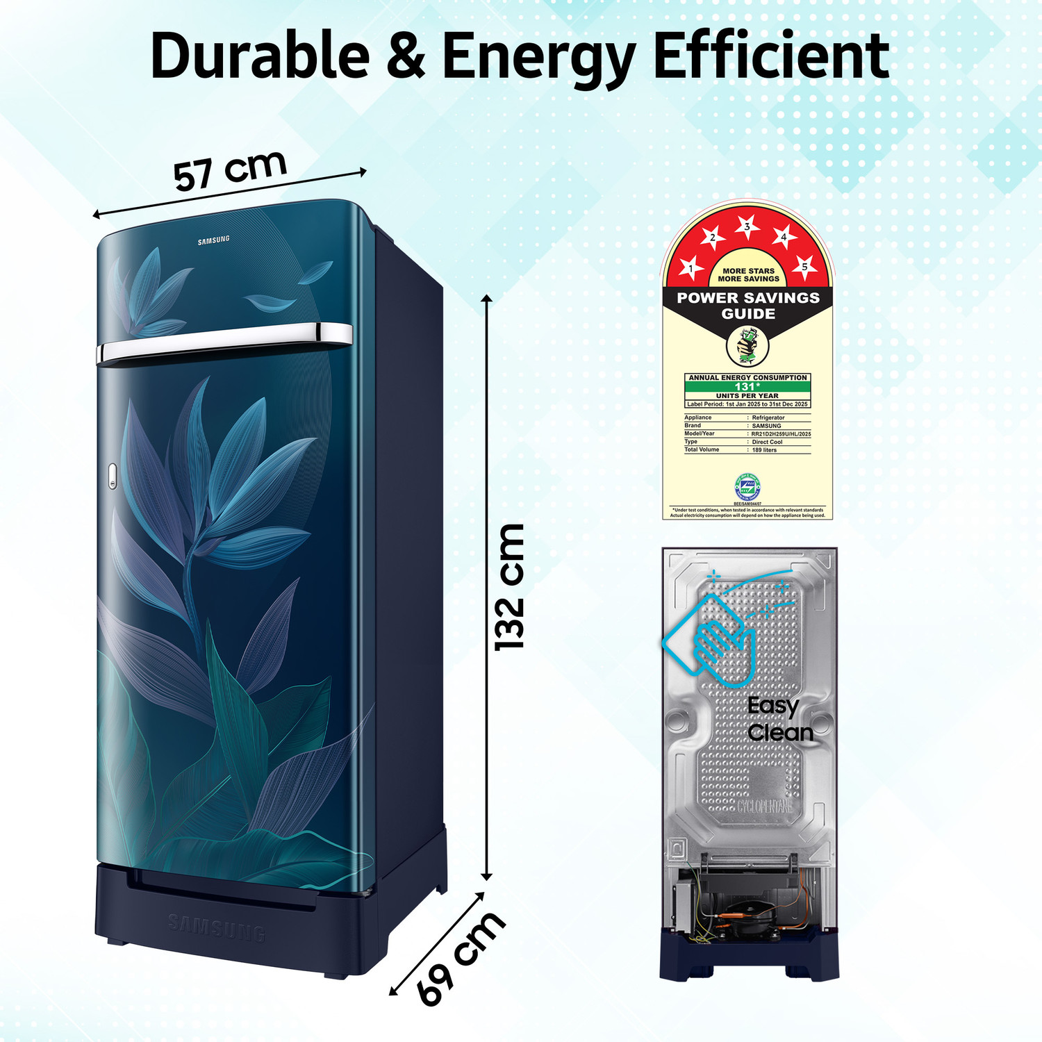 Image of Samsung 189 L Direct Cool Single Door 5 Star Refrigerator with Base Drawer with Digital Inverter