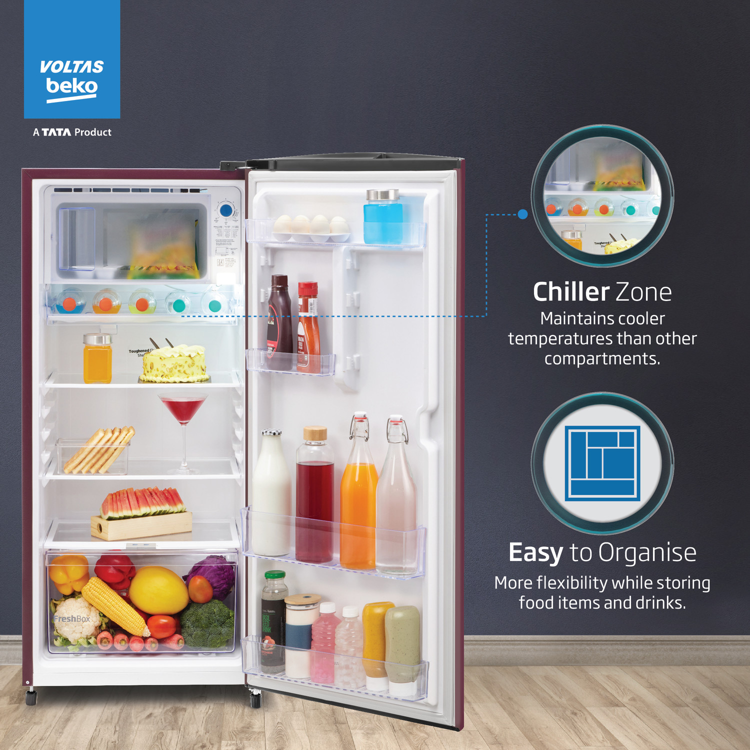 Image of Voltas Beko 183 L Direct Cool Single Door 2 Star Refrigerator
