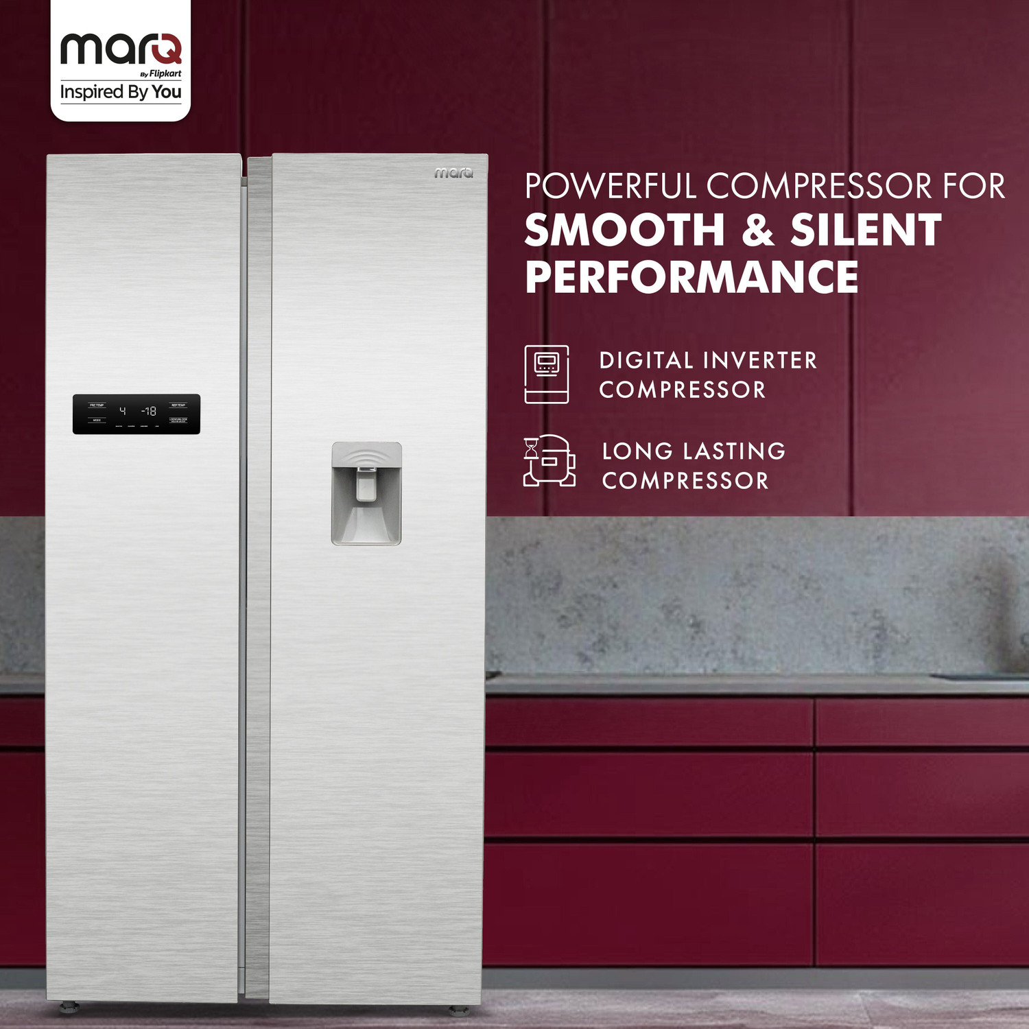 Image of MarQ by Flipkart 584 L Frost Free Side by Side Refrigerator with Water Dispenser, Fresh Lock and Multi Airflow Technology