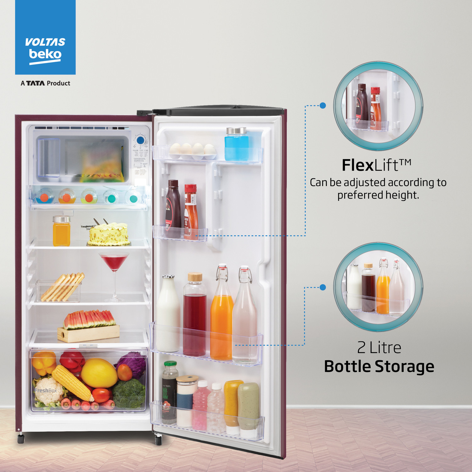Image of Voltas Beko 183 L Direct Cool Single Door 2 Star Refrigerator