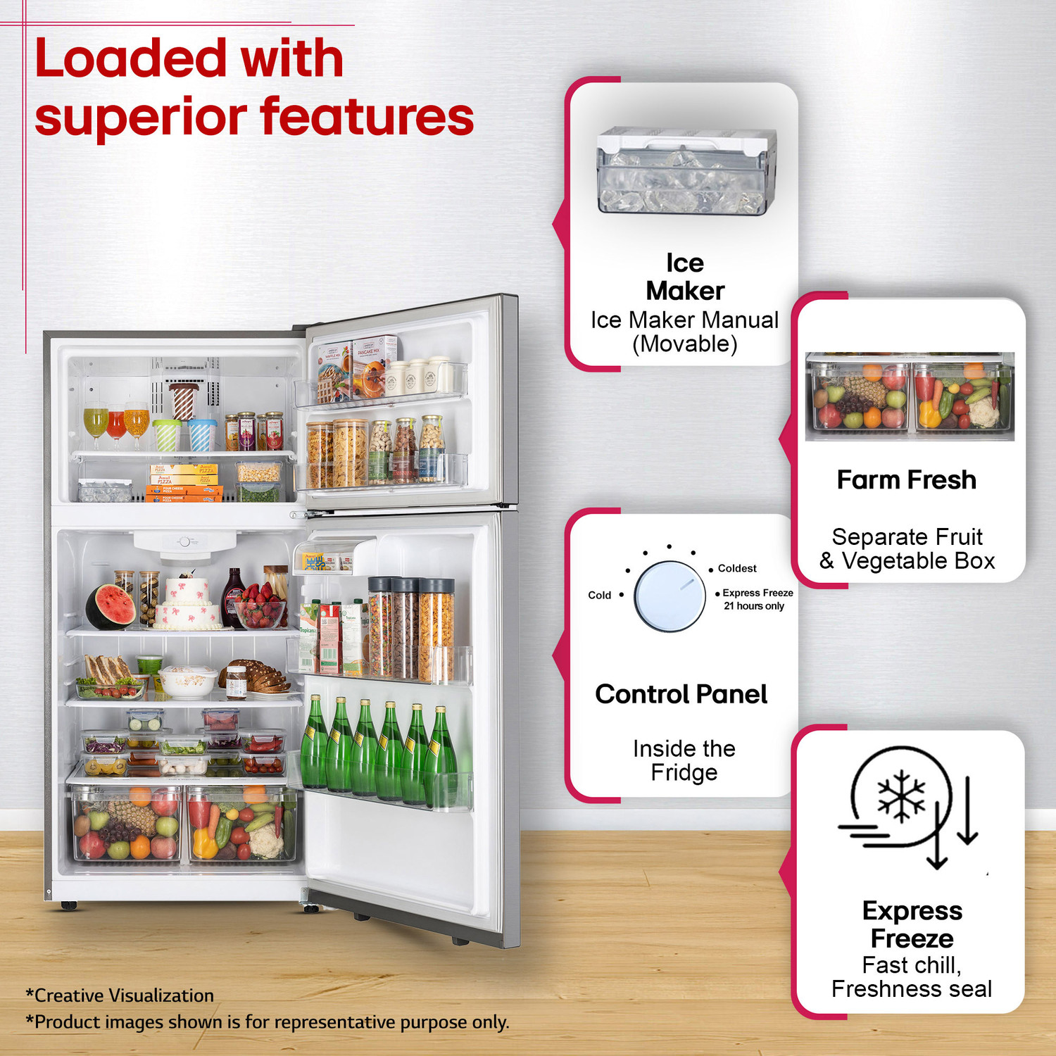 Image of LG 674 L Frost Free Double Door 1 Star Refrigerator with Inverter Compressor, Multi Air Flow, Bigger Depth & Bigger Storage, Separate Fruit and Vegetable Box, Express Freeze & 2026 Model