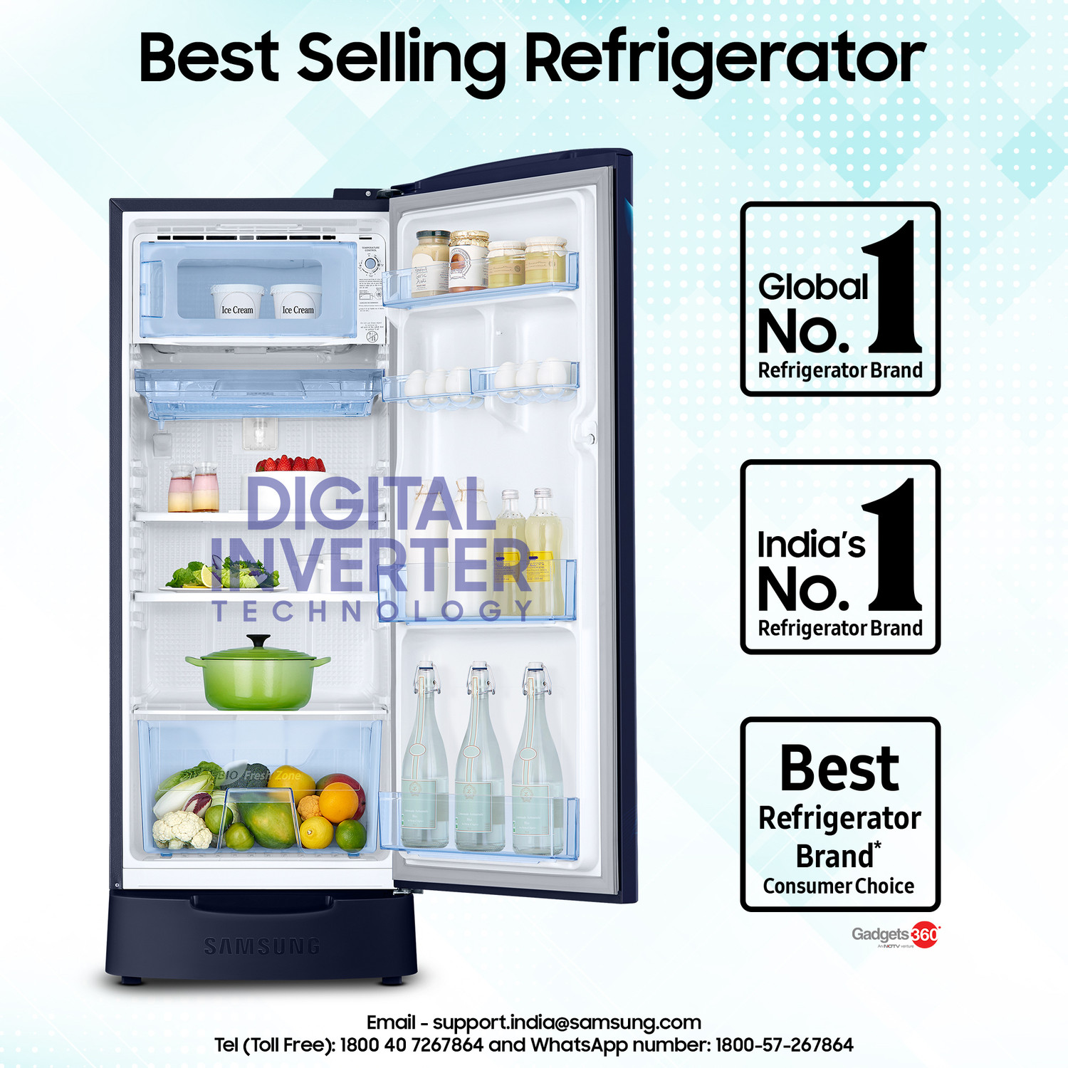 Image of Samsung 183 L Direct Cool Single Door 5 Star Refrigerator with Base Drawer with Digital Inverter