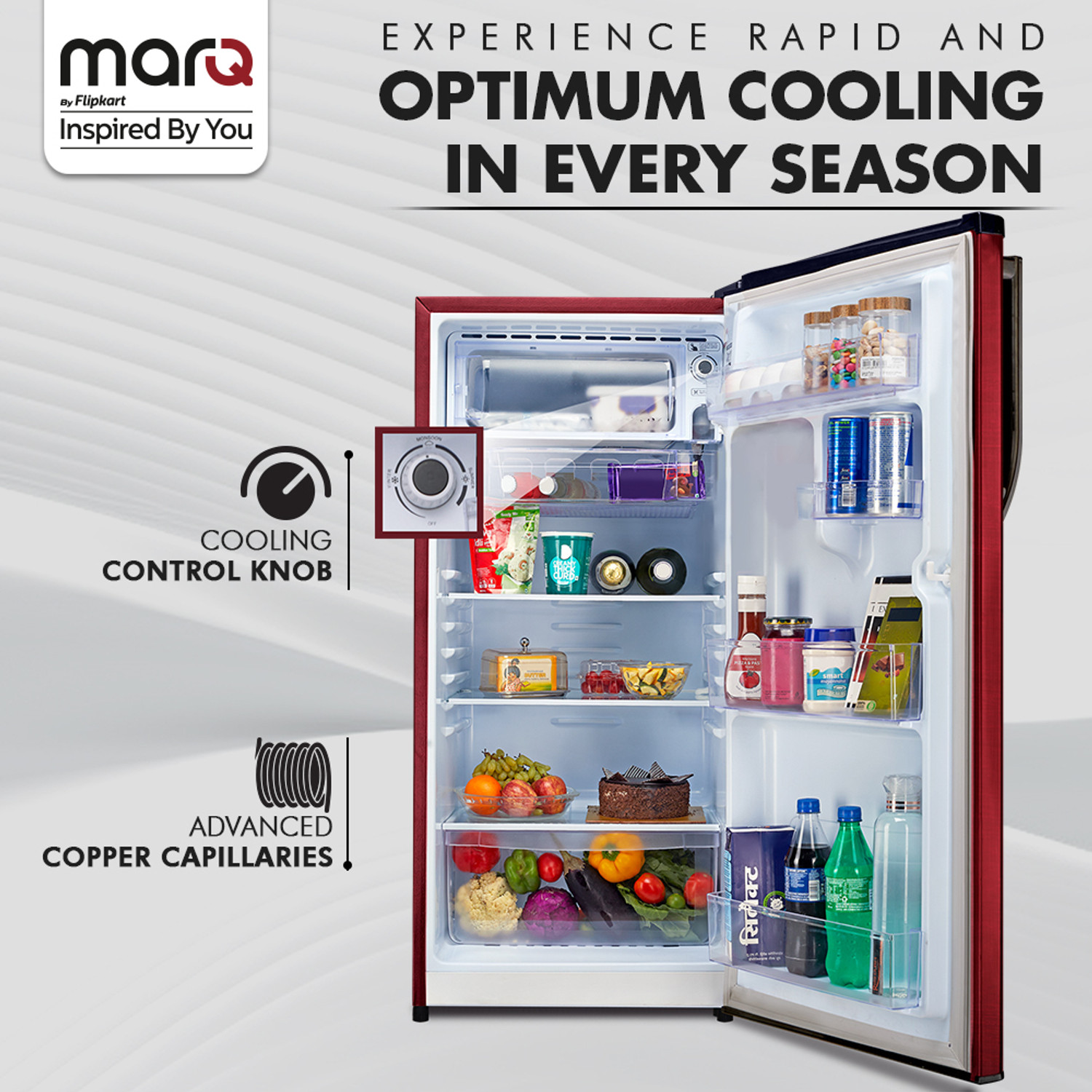 Image of MarQ by Flipkart 183 L Direct Cool Single Door 1 Star Refrigerator with Toughened Glass Shelves and Large Vegetable Basket