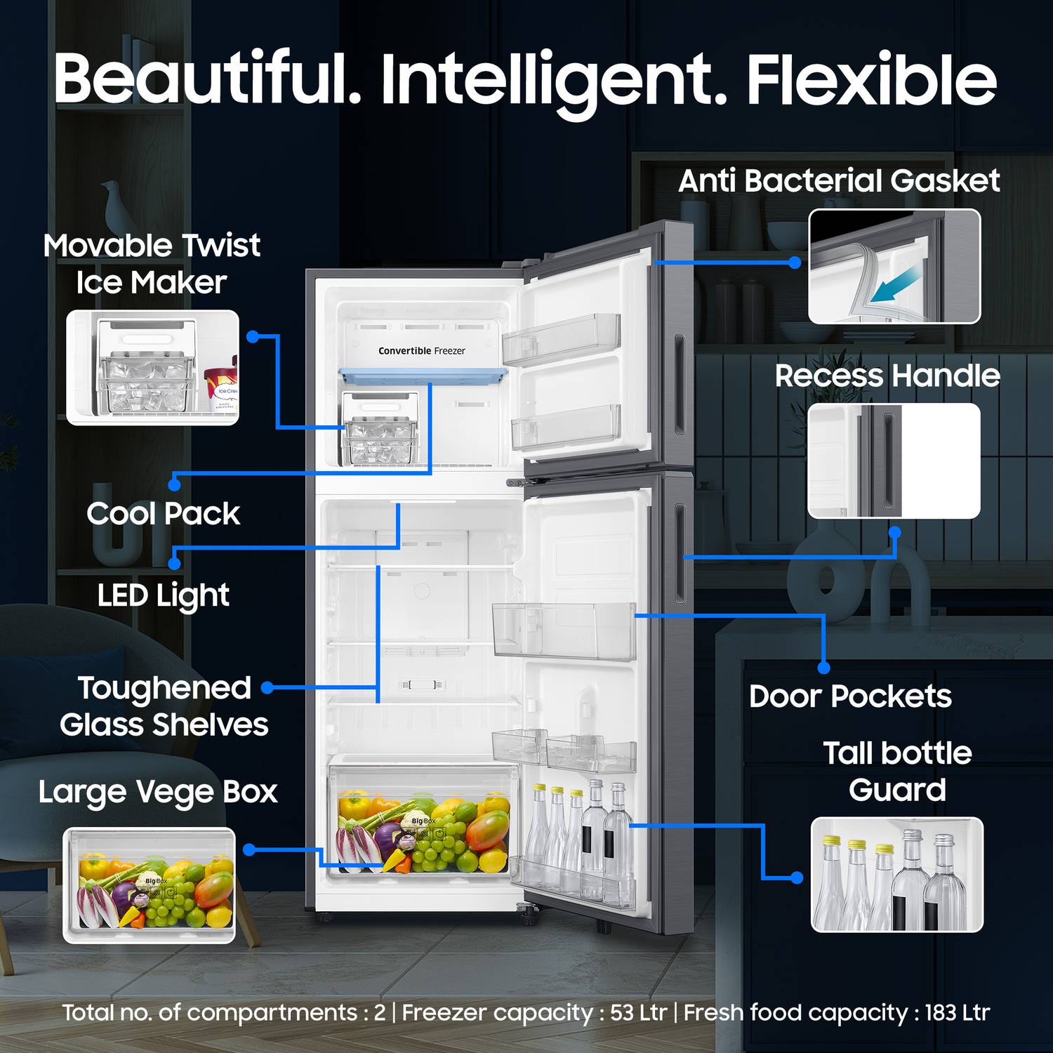 Samsung 236L Frost Free Double Door Refrigerator - Image 5