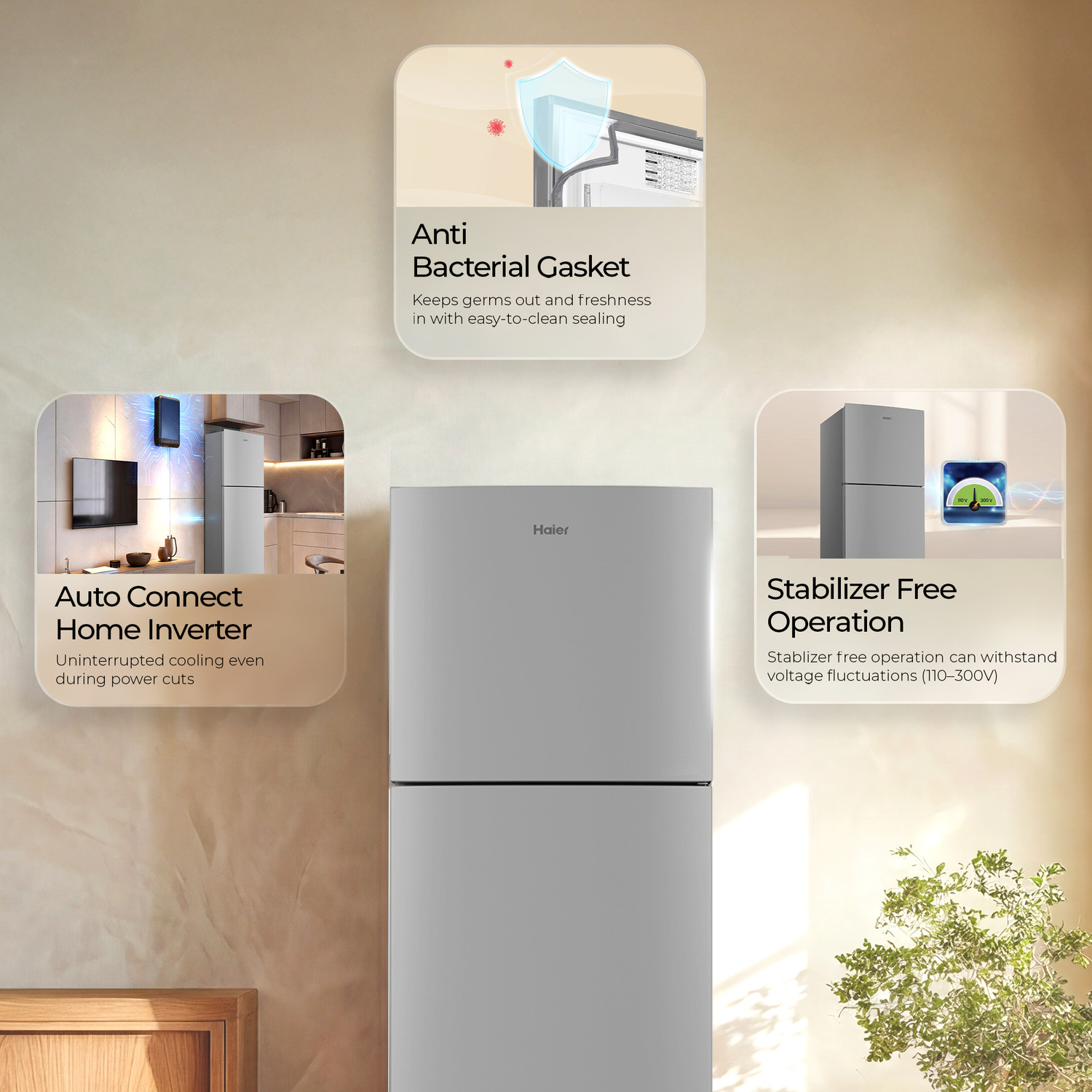 Image of Haier 240 L Frost Free Double Door 1 Star Refrigerator with Cool Pad for Extended Cooling & Spacious Fresh Zone