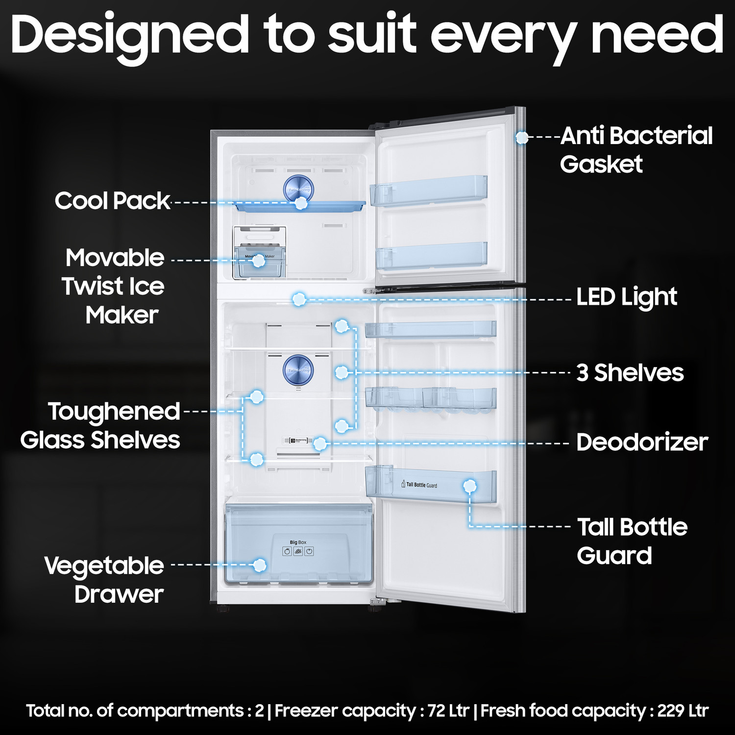Image of Samsung 301 L Frost Free Double Door 3 Star Convertible Refrigerator