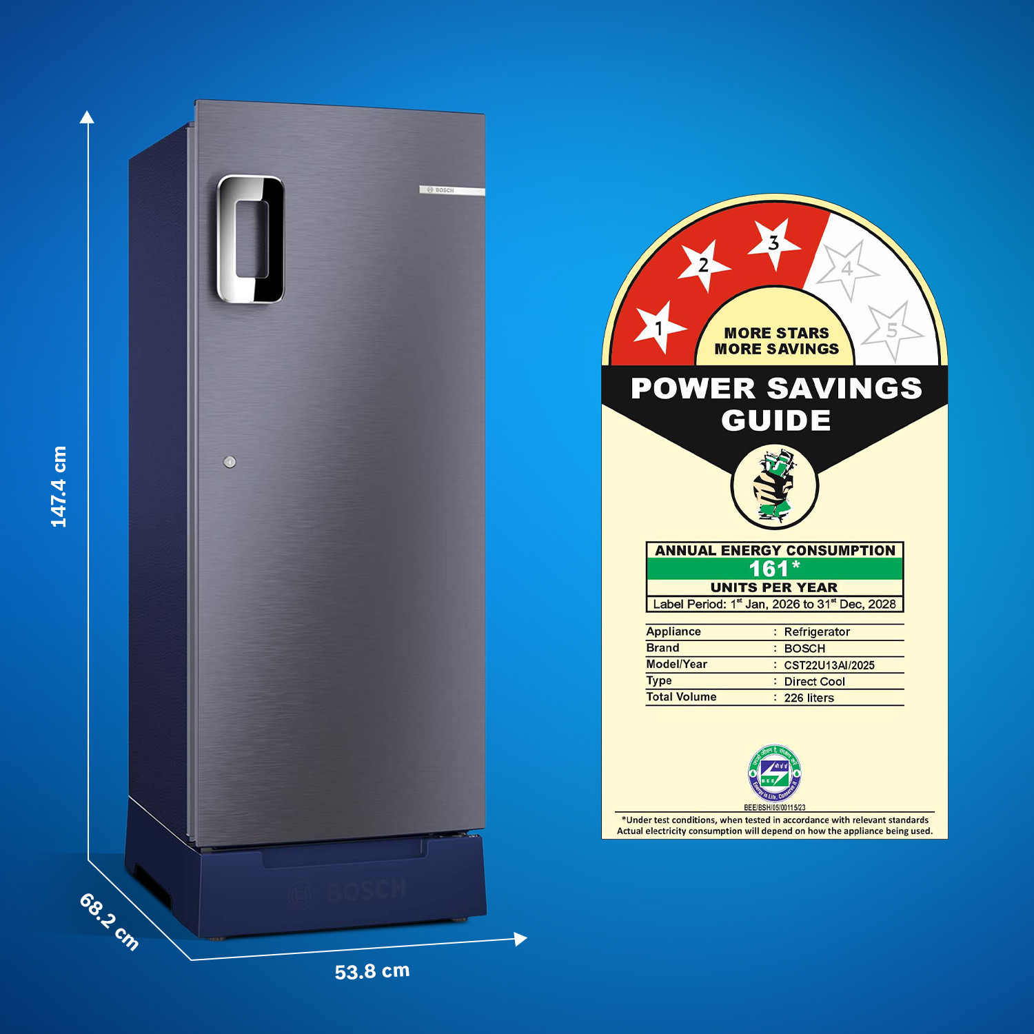 Image of BOSCH 226 L Direct Cool Single Door 3 Star Refrigerator