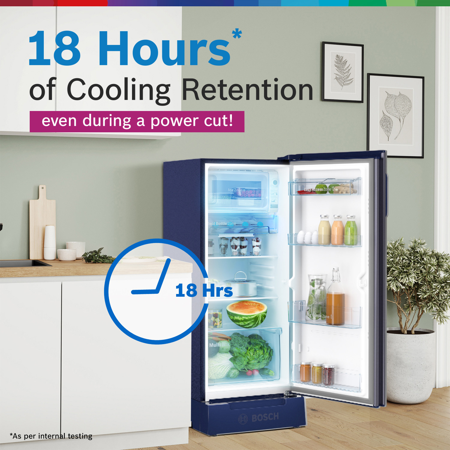 Image of BOSCH 187 L Direct Cool Single Door 5 Star Refrigerator with Base Drawer with Industry's largest vegetable box & Beverage space