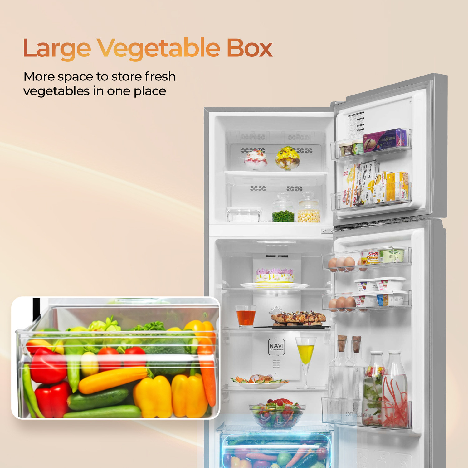 Image of Haier 240 L Frost Free Double Door 1 Star Refrigerator with Cool Pad for Extended Cooling & Spacious Fresh Zone
