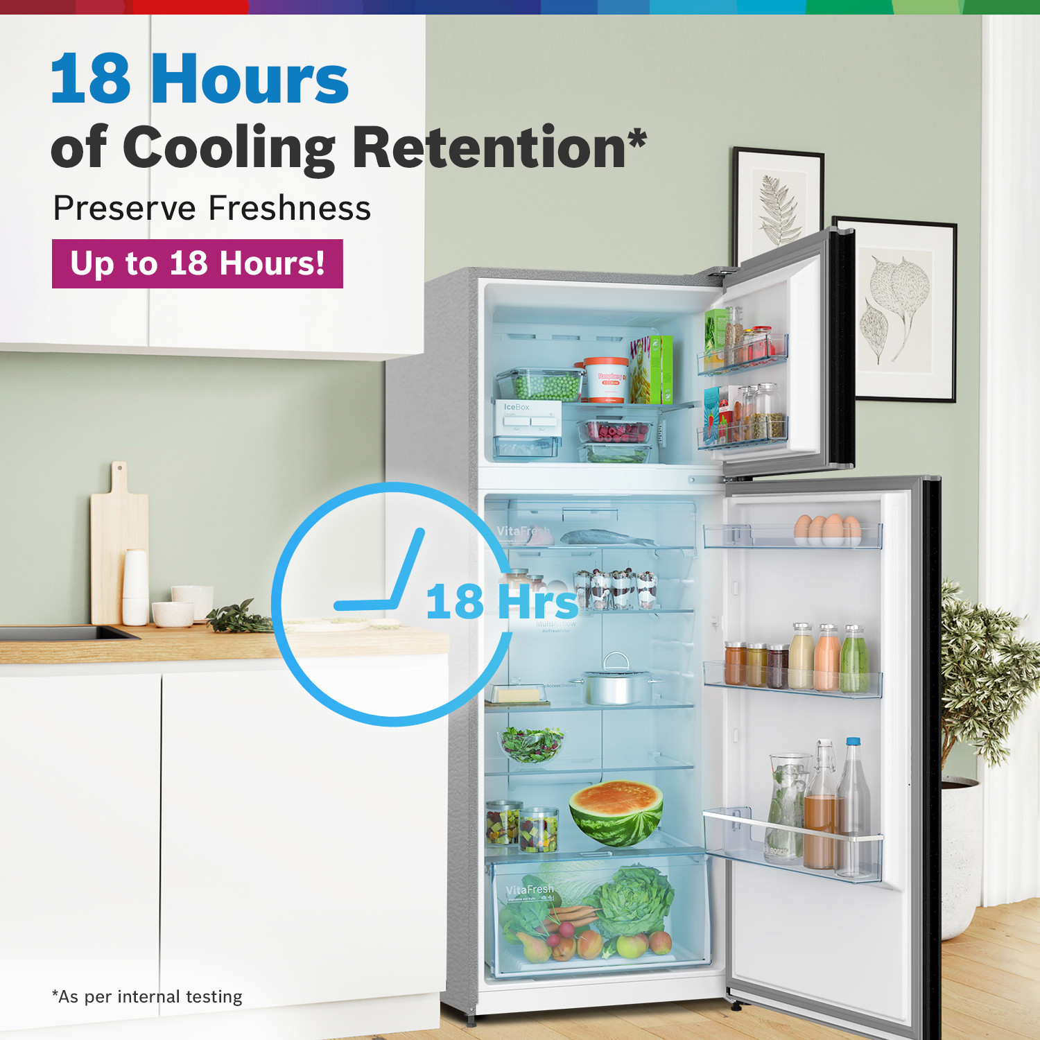 Image of BOSCH 334 L Frost Free Double Door 2 Star Convertible Refrigerator with Large LED Display, Inverter Frost Free ,VitaFresh Technology for 10 Day Freshness, Integrated Handle