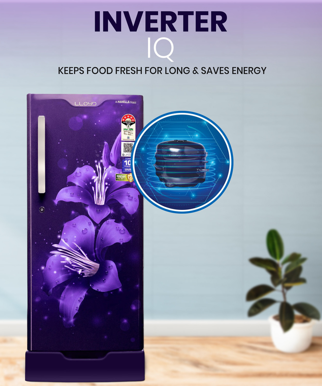 Image of Lloyd by Havells 188 L Direct Cool Single Door 5 Star Refrigerator with Base Drawer with Rapid Freeze Technology - Ice in 29 minutes Inverter CompressorFleximax Design