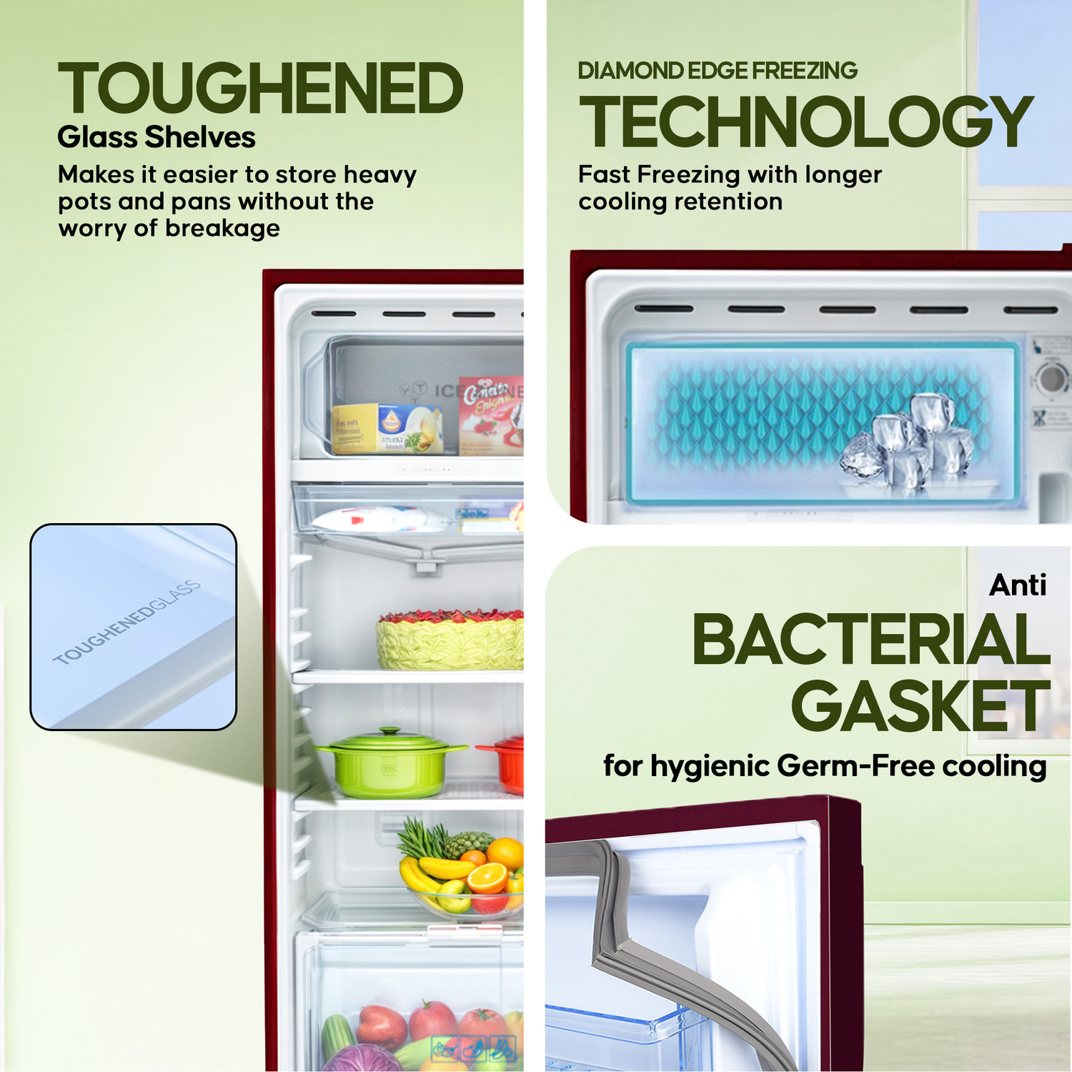 Image of Haier 190 L Direct Cool Single Door 2 Star Refrigerator with 1 Hour Icing TechnologyToughned Glass ShelfLarge Vegetable Box