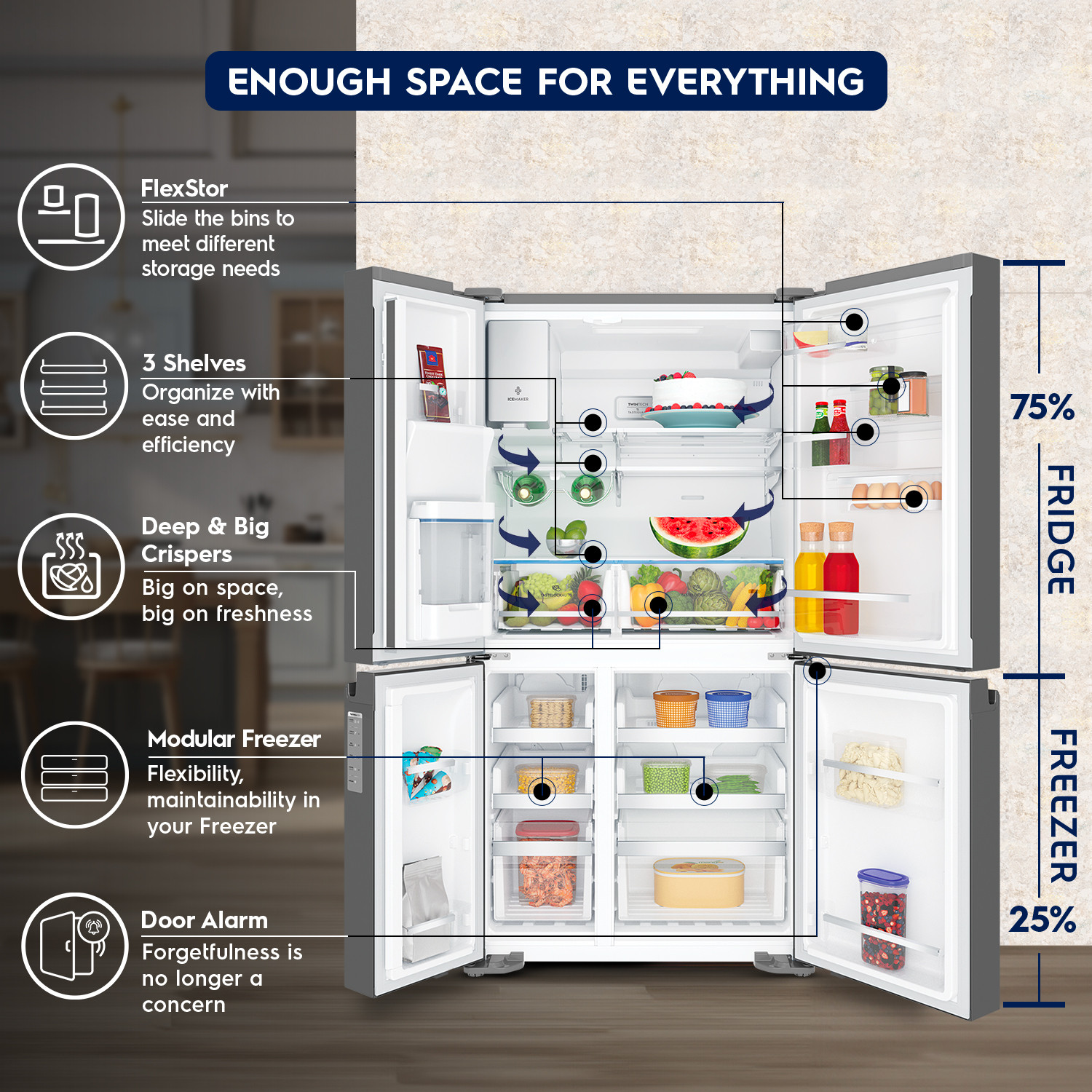 Image of Electrolux 609 L Frost Free Multi-Door Convertible Refrigerator with Inverter with TwinTech Cooling System UltimateTaste 900