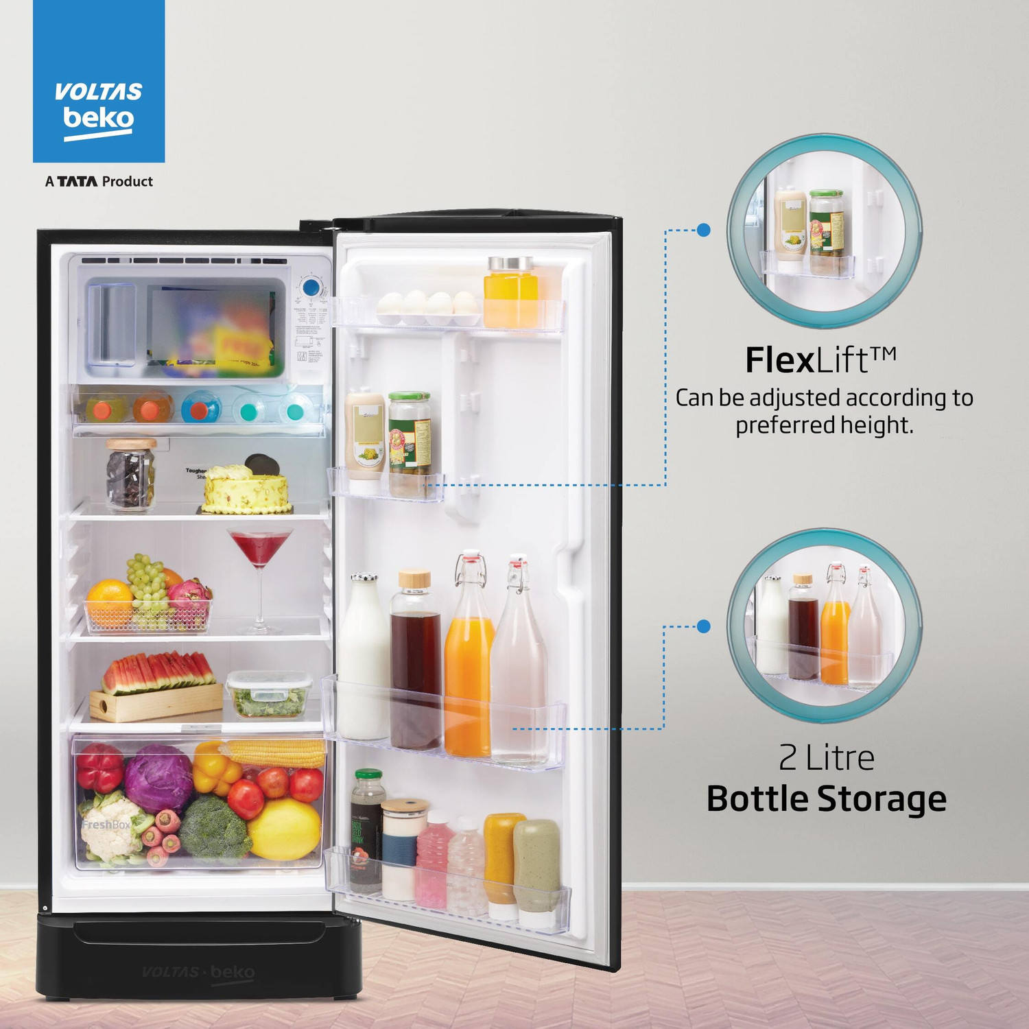 Image of Voltas Beko 183 L Direct Cool Single Door 4 Star Refrigerator with Base Drawer