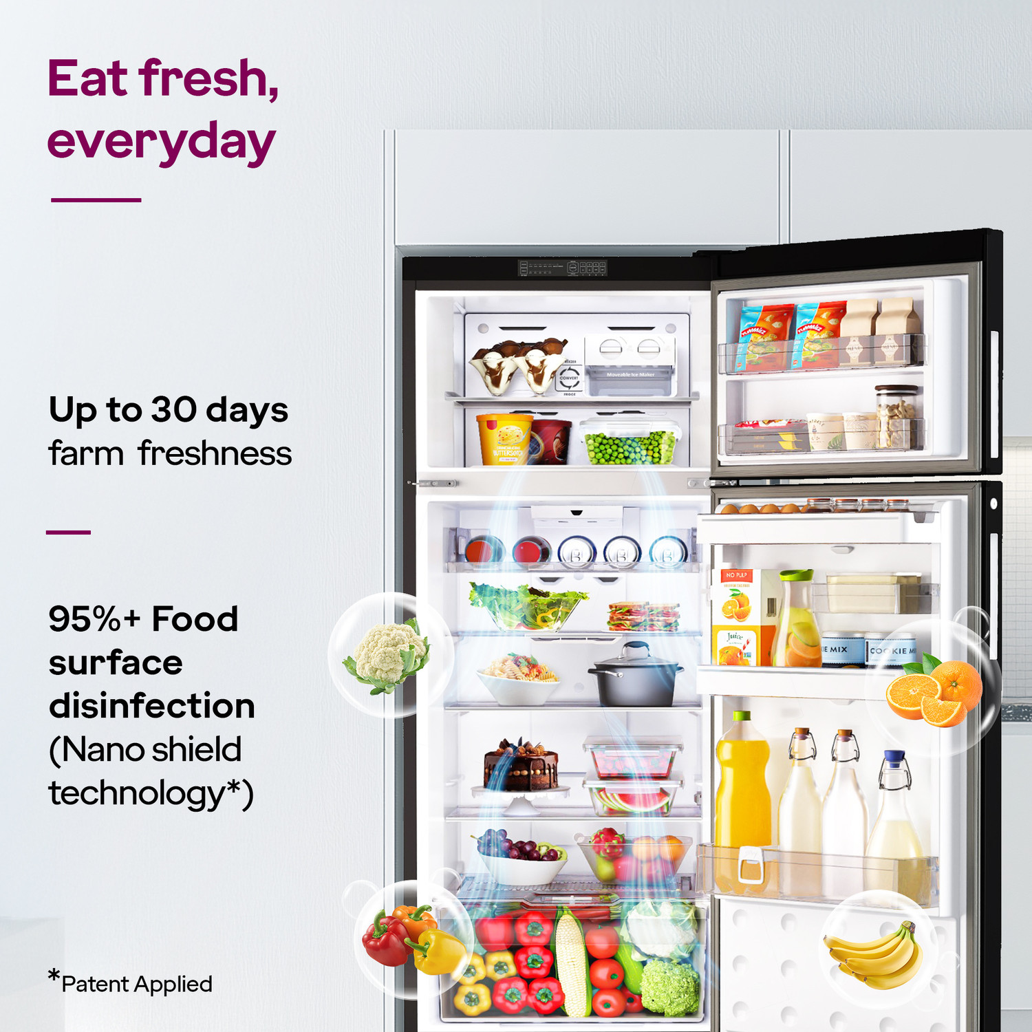 Image of Godrej 330 L Frost Free Double Door 2 Star Refrigerator with AI Powered 4-in-1 Freezer Convertible 30 Days Farm Freshness 95%+ Food Surface Disinfection