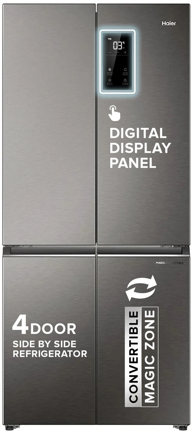 Image of Haier 520 L Frost Free French Door Bottom Mount 3 Star Convertible Refrigerator with Convertible Magic Zone, Inverter compressor, Digital Display Panel, Deo Fresh Technology