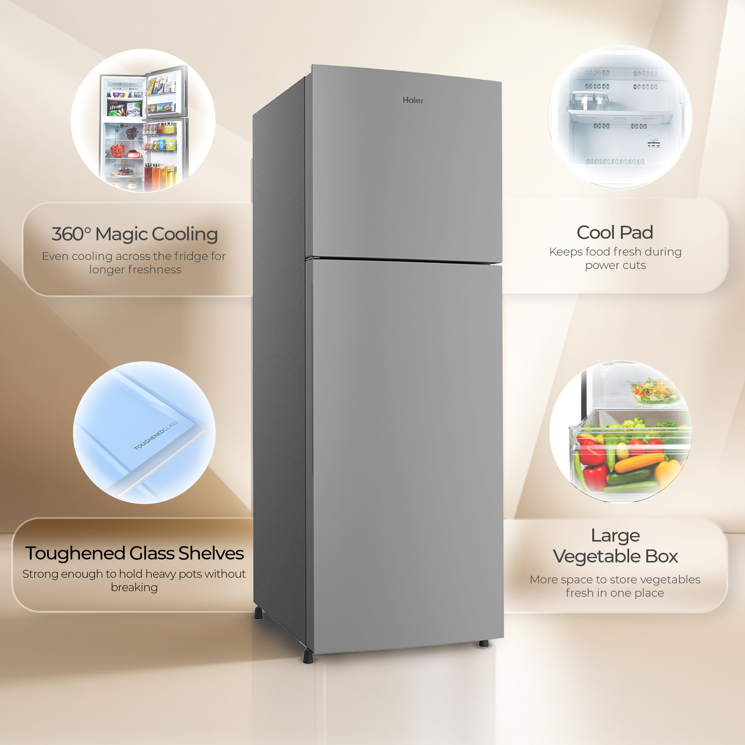 Image of Haier 240 L Frost Free Double Door 2 Star Refrigerator with Freezer,(2026 Model)