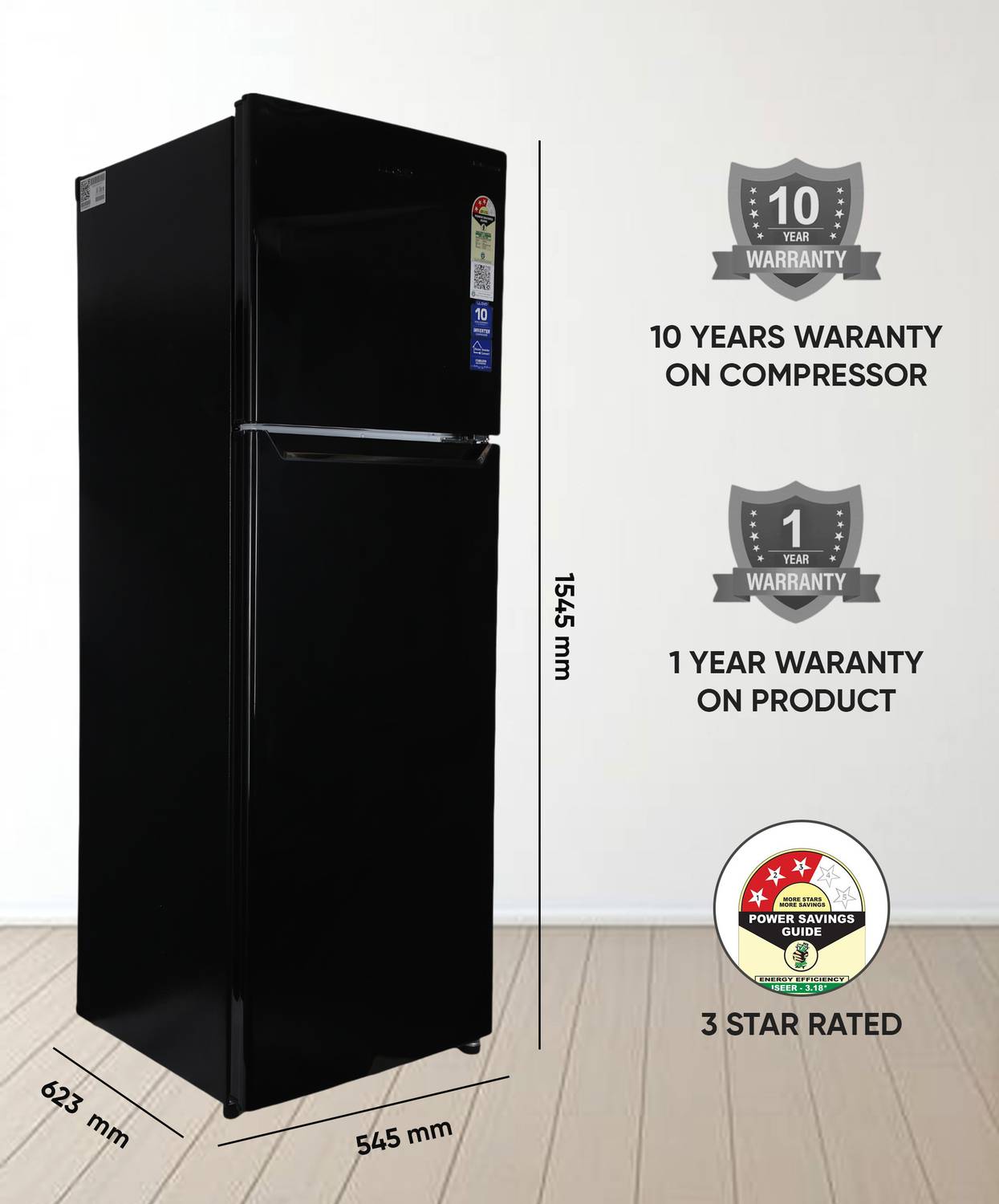 Lloyd by Havells 310 L Frost Free Double Door 3 Star Convertible