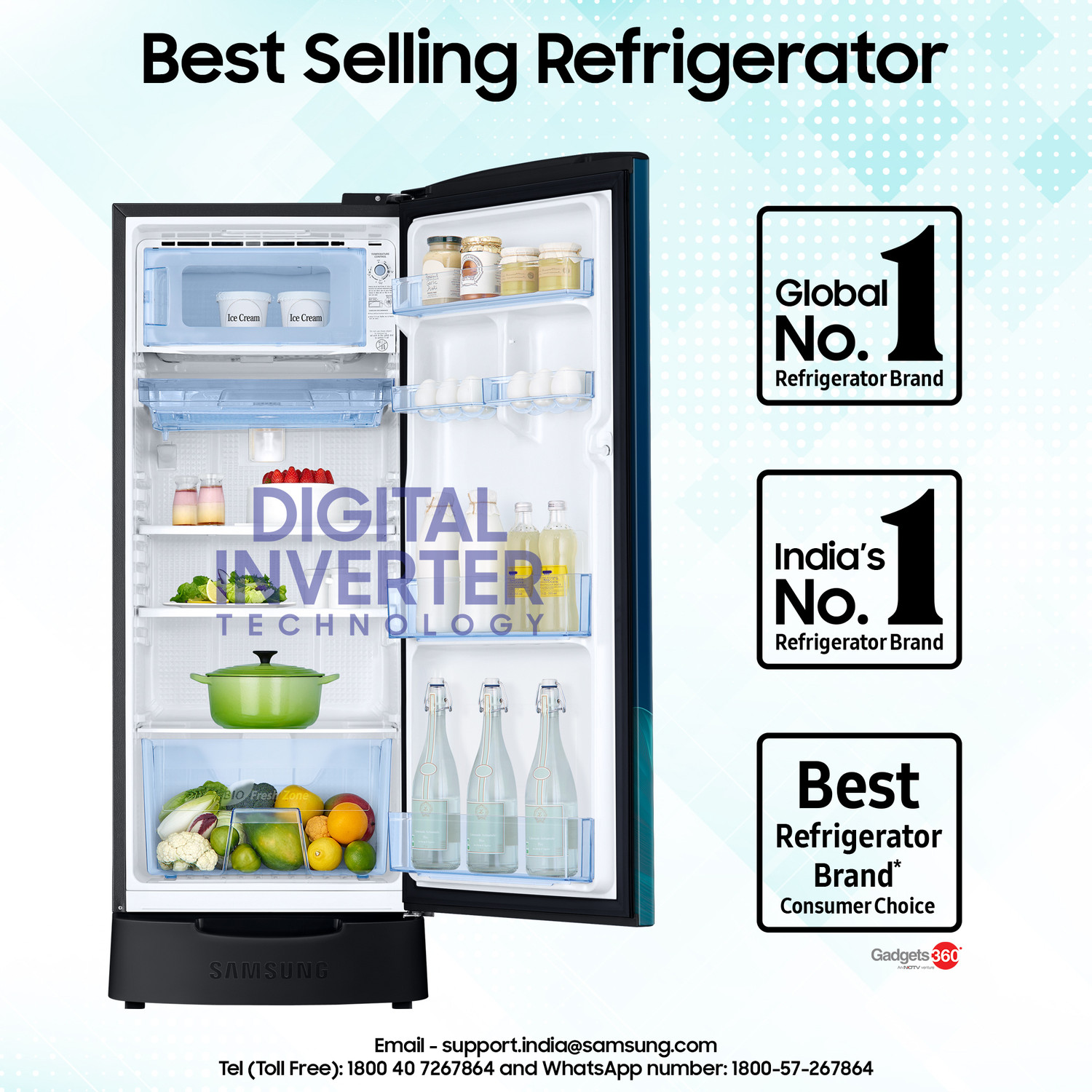 Image of Samsung 183 L Direct Cool Single Door 4 Star Refrigerator with Base Drawer with Digital Inverter, Single Touch Defrost, 2026 Model