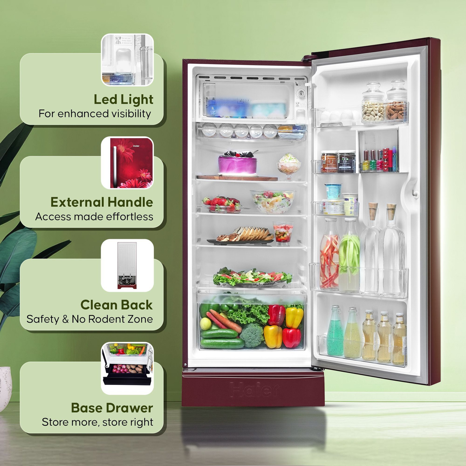 Image of Haier 215 L Direct Cool Single Door 5 Star Refrigerator with Base Drawer