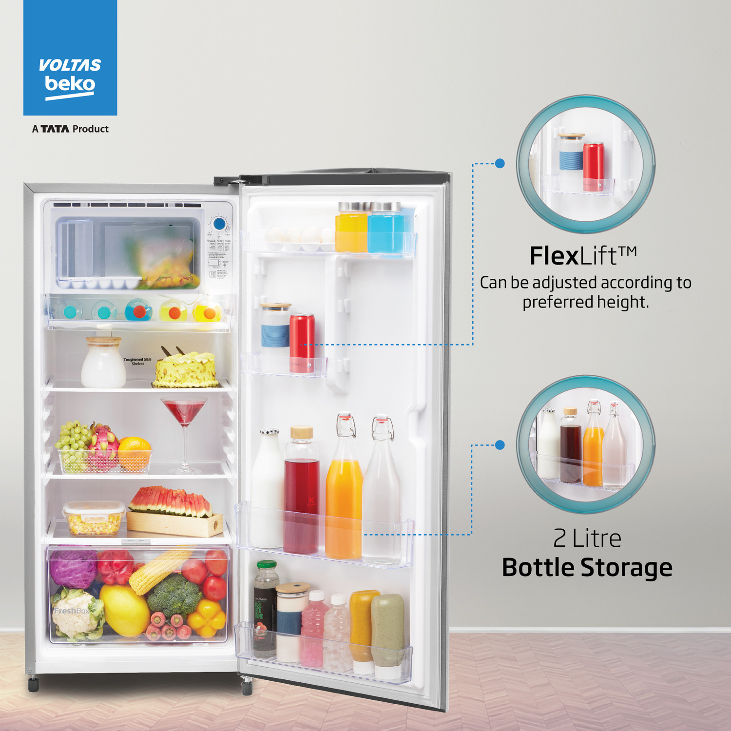 Image of Voltas Beko 183 L Direct Cool Single Door 3 Star Refrigerator