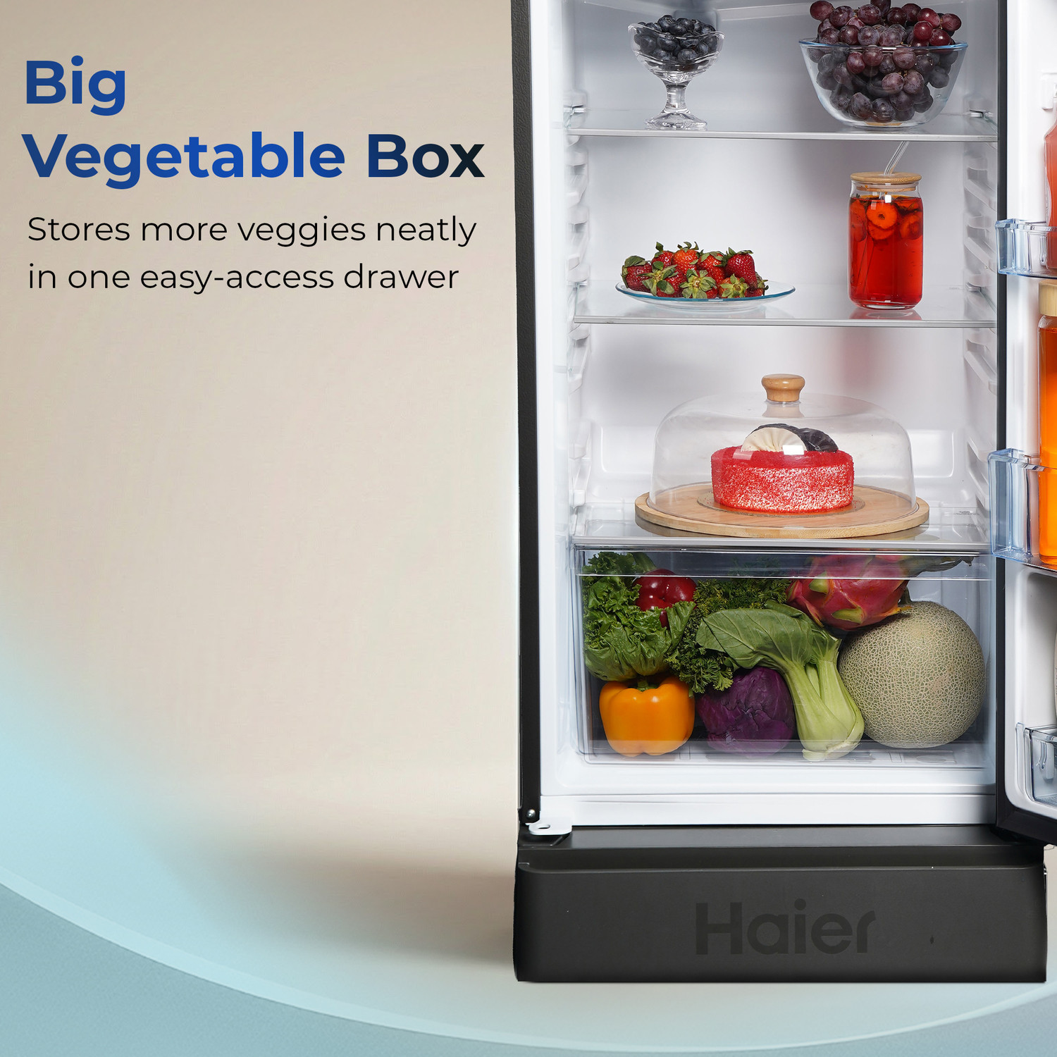 Image of Haier 190 L Direct Cool Single Door 4 Star Refrigerator with Base Drawer with Fast Ice Making, Easy Clean Back, Large Vegetable Box