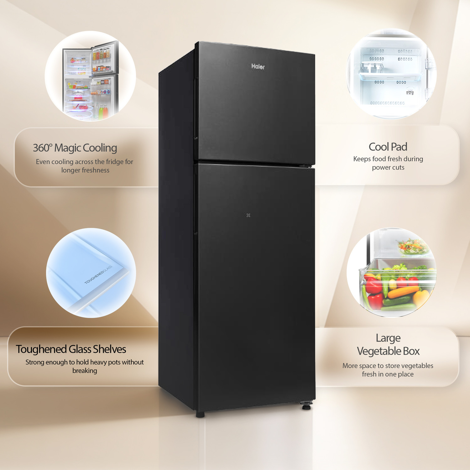 Image of Haier 240 L Frost Free Double Door 2 Star Refrigerator with Twin Inverter