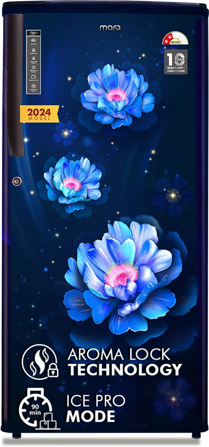 Image of MarQ by Flipkart 183 L Direct Cool Single Door 2 Star Refrigerator with Aroma Lock Technology & Toughened Glass Shelves