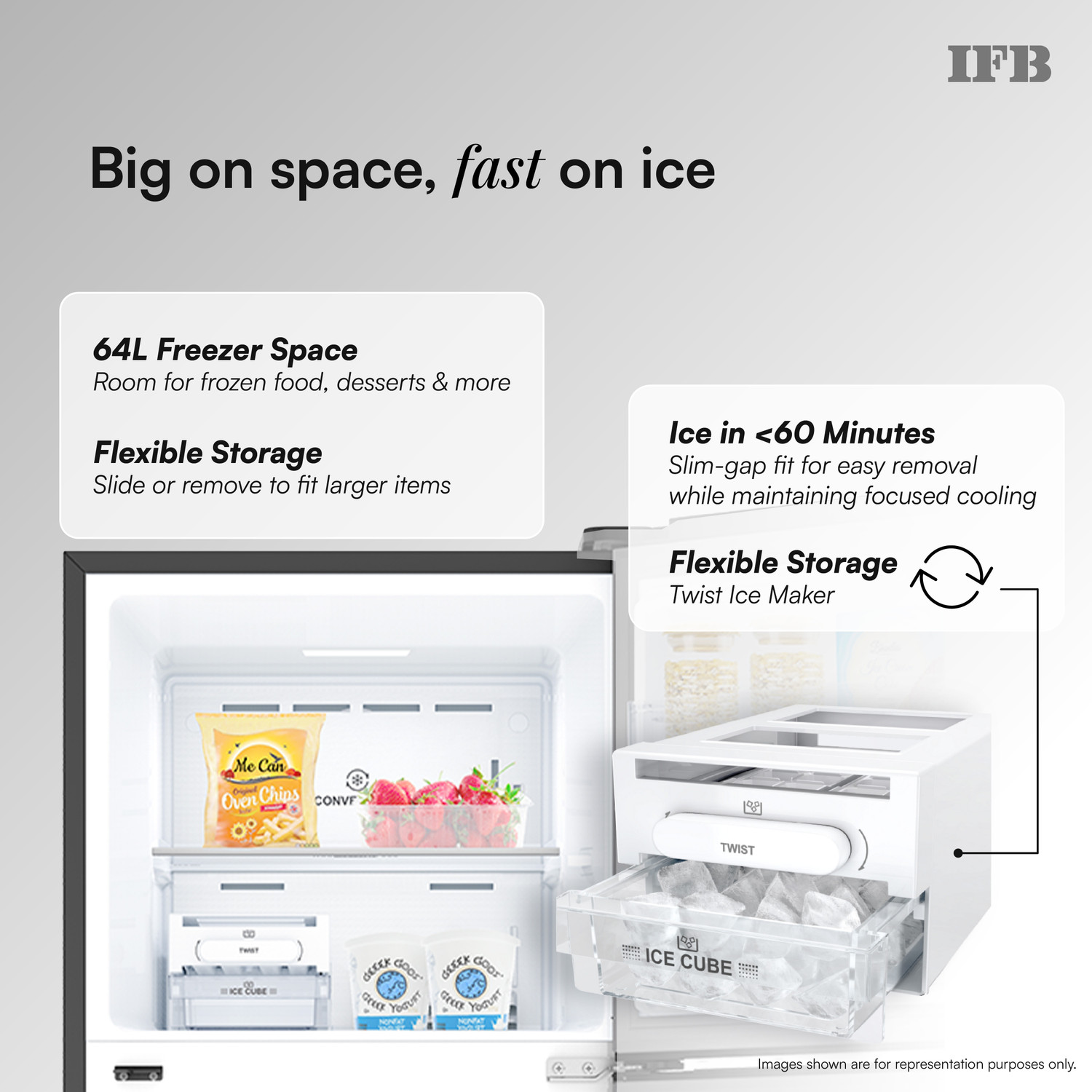 Image of IFB 331 L Frost Free Double Door 3 Star Refrigerator