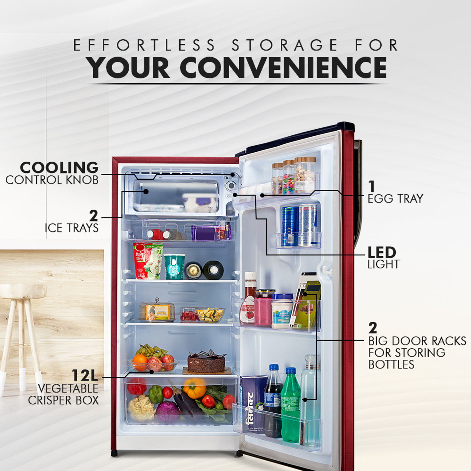 Image of MarQ by Flipkart 183 L Direct Cool Single Door 1 Star Refrigerator with Toughened Glass Shelves and Large Vegetable Basket
