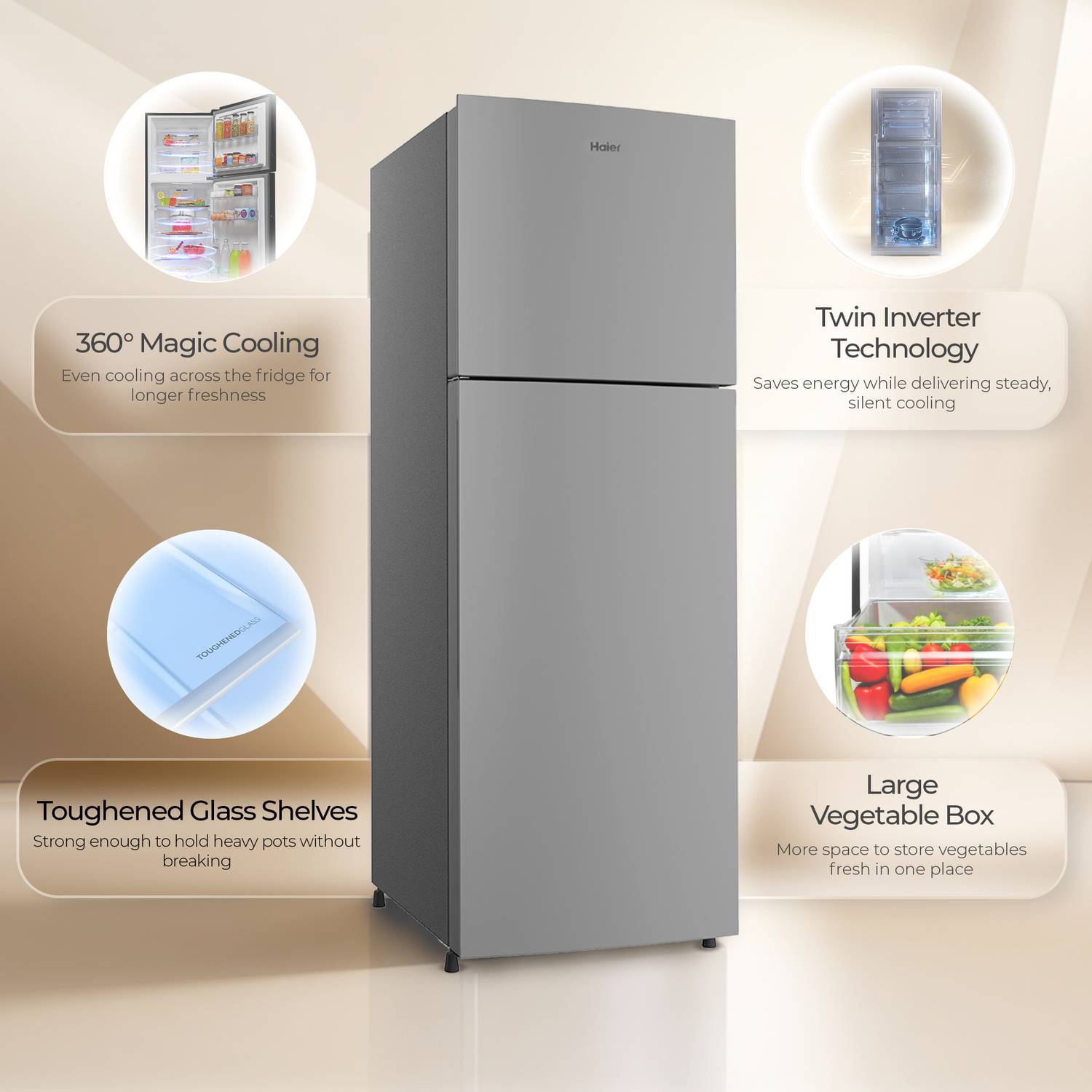 Haier 240 L Frost Free Double Door 1 Star Refrigerator with