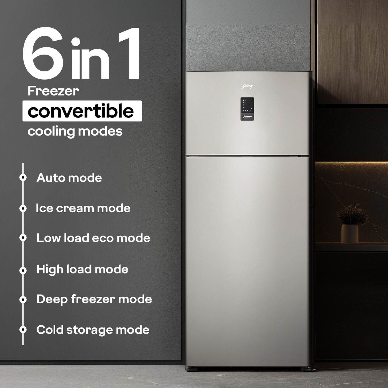 Image of Godrej 472 L Frost Free Double Door 2 Star Refrigerator with AI Tech, Digital Inverter, And 95%+ Food Surface Disinfection