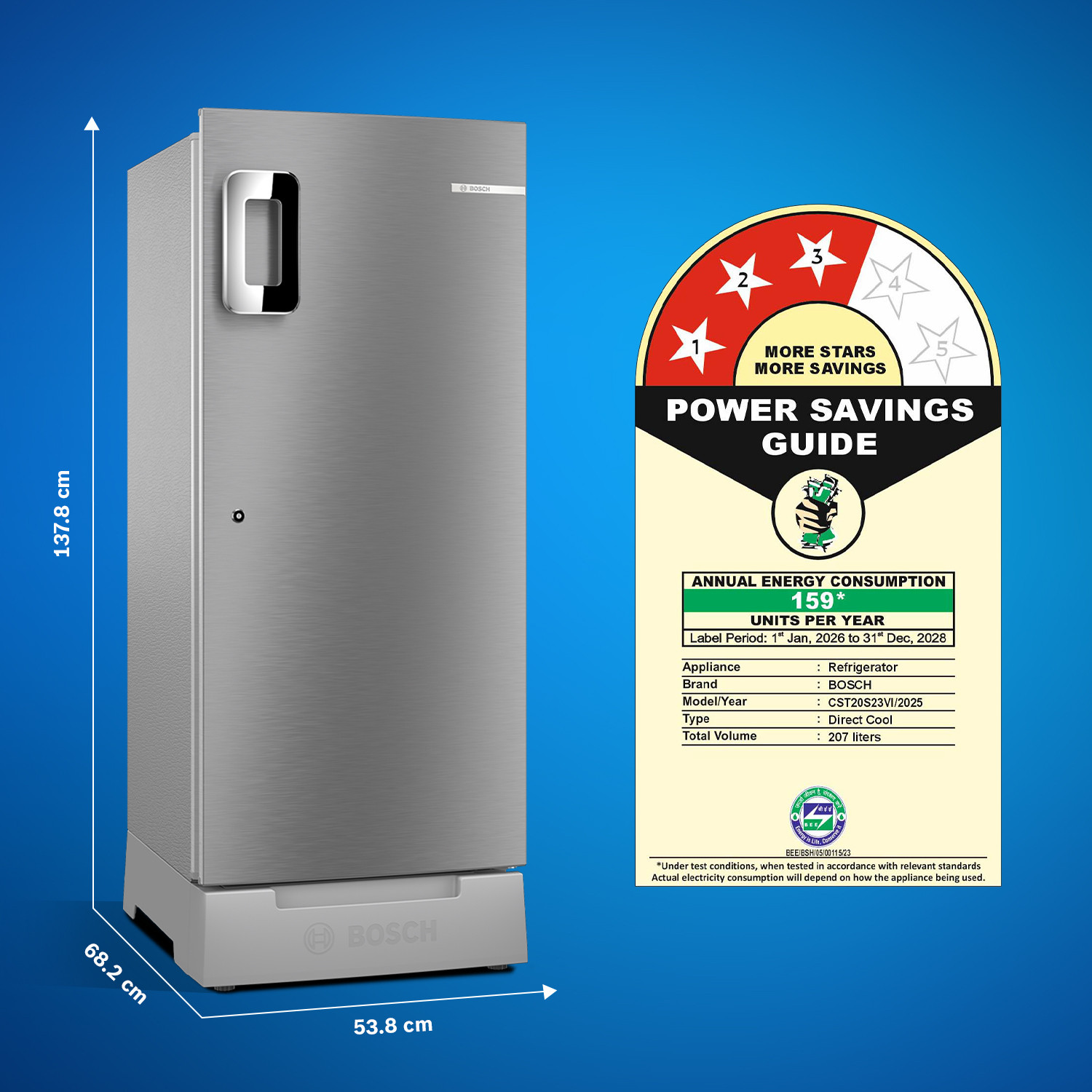 Image of BOSCH 207 L Direct Cool Single Door 3 Star Refrigerator