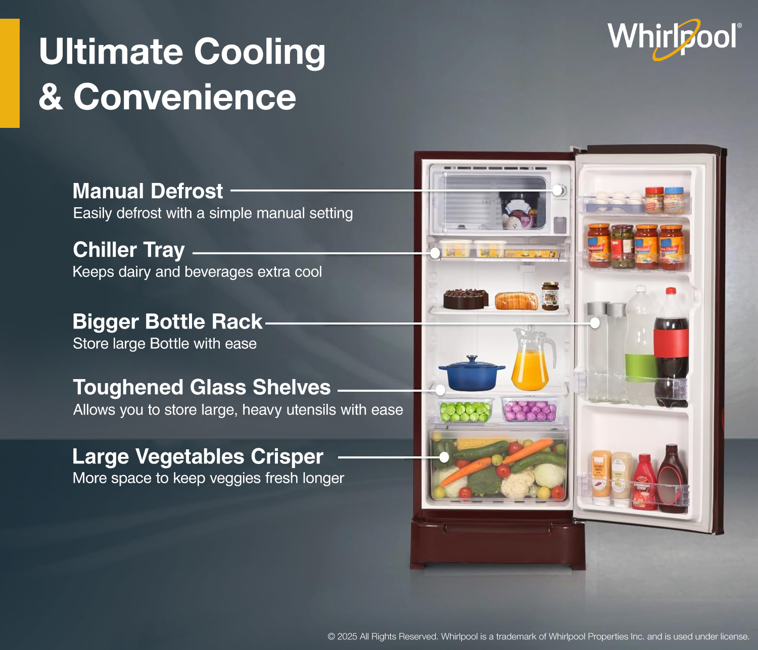 Image of Whirlpool 184 L Direct Cool Single Door 5 Star Refrigerator with Base Drawer