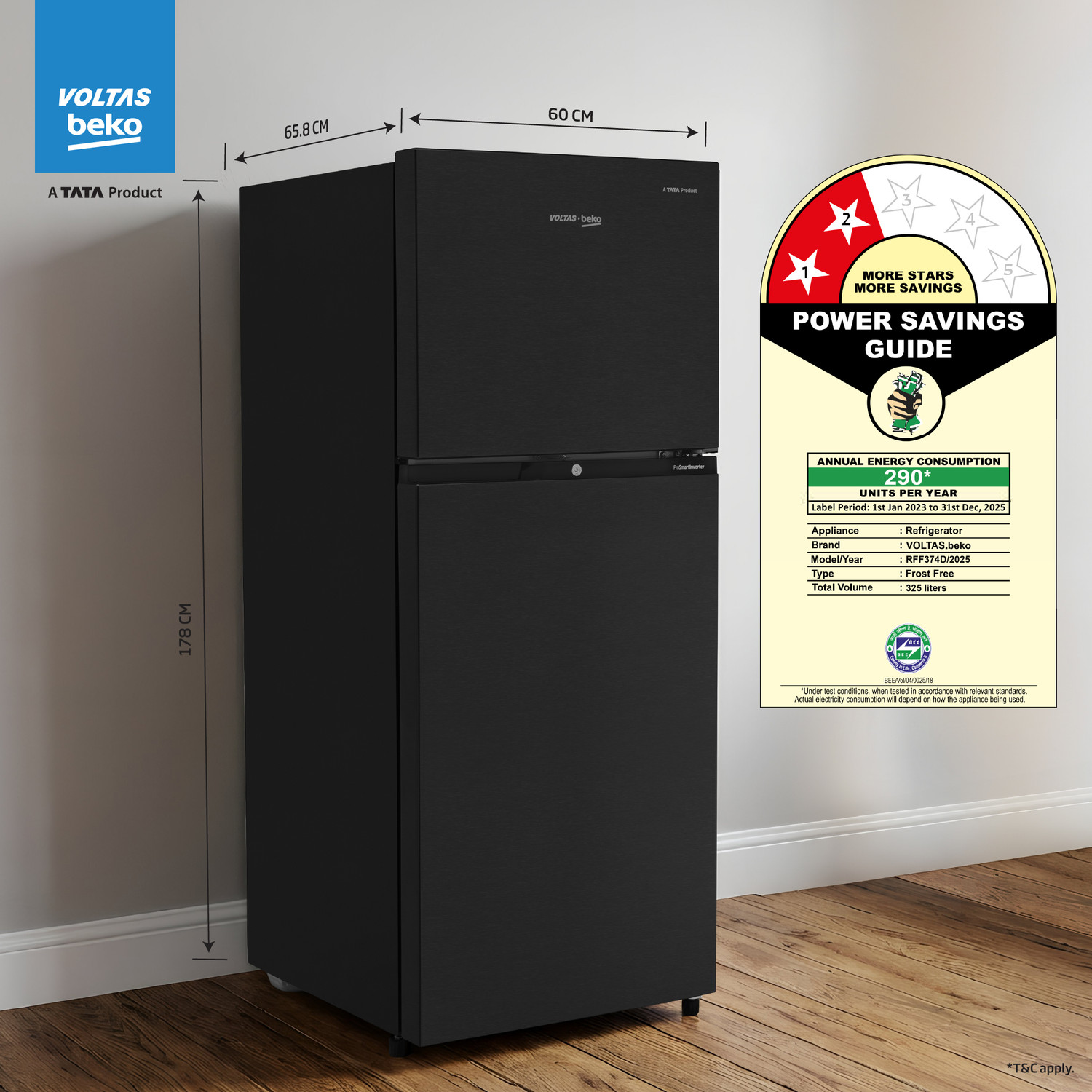 Image of Voltas Beko 320 L Frost Free Double Door 2 Star Refrigerator