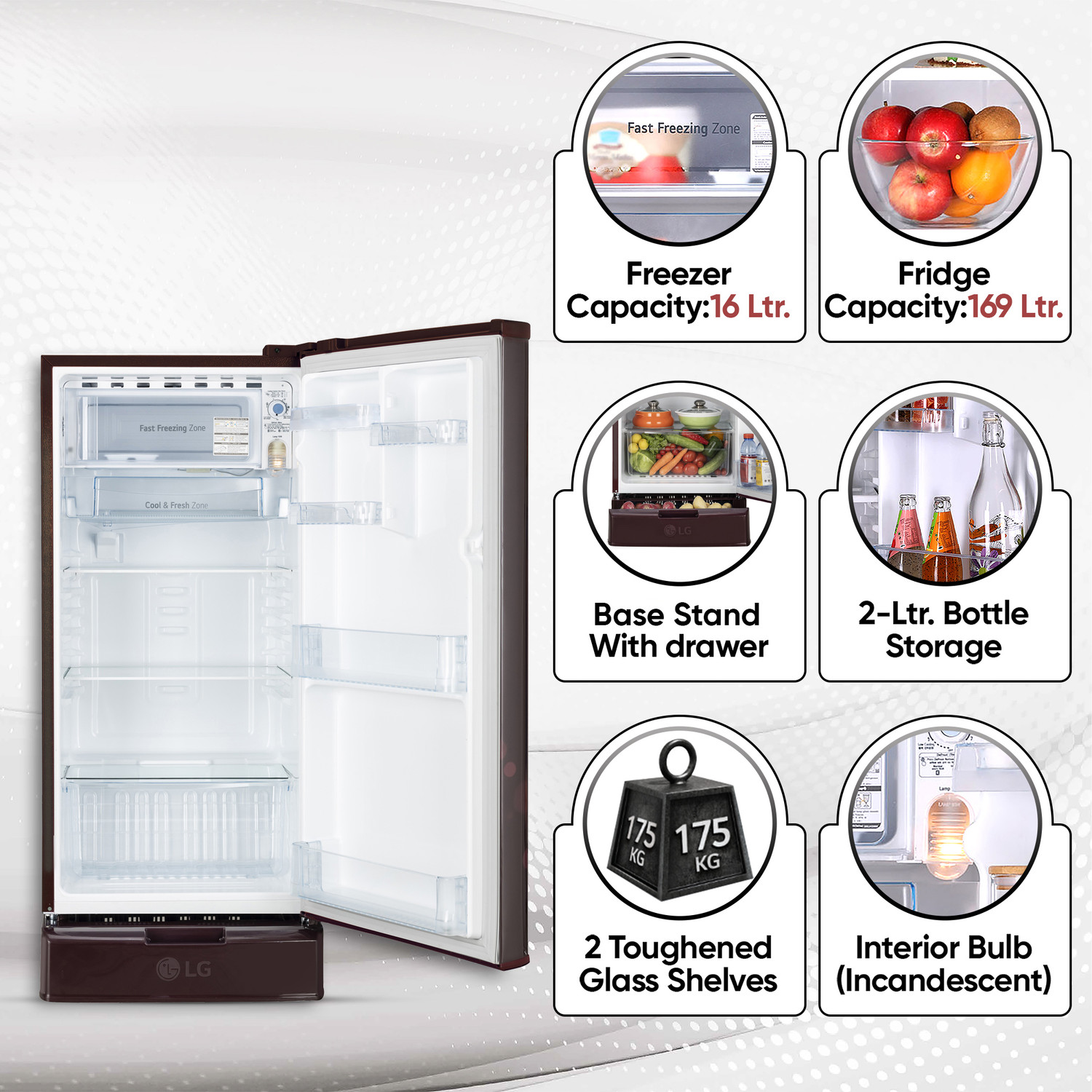 Image of LG 185 L Direct Cool Single Door 4 Star Refrigerator with Base Drawer with Smart Inverter Compressor, Auto Smart Connect, Fast Ice Making