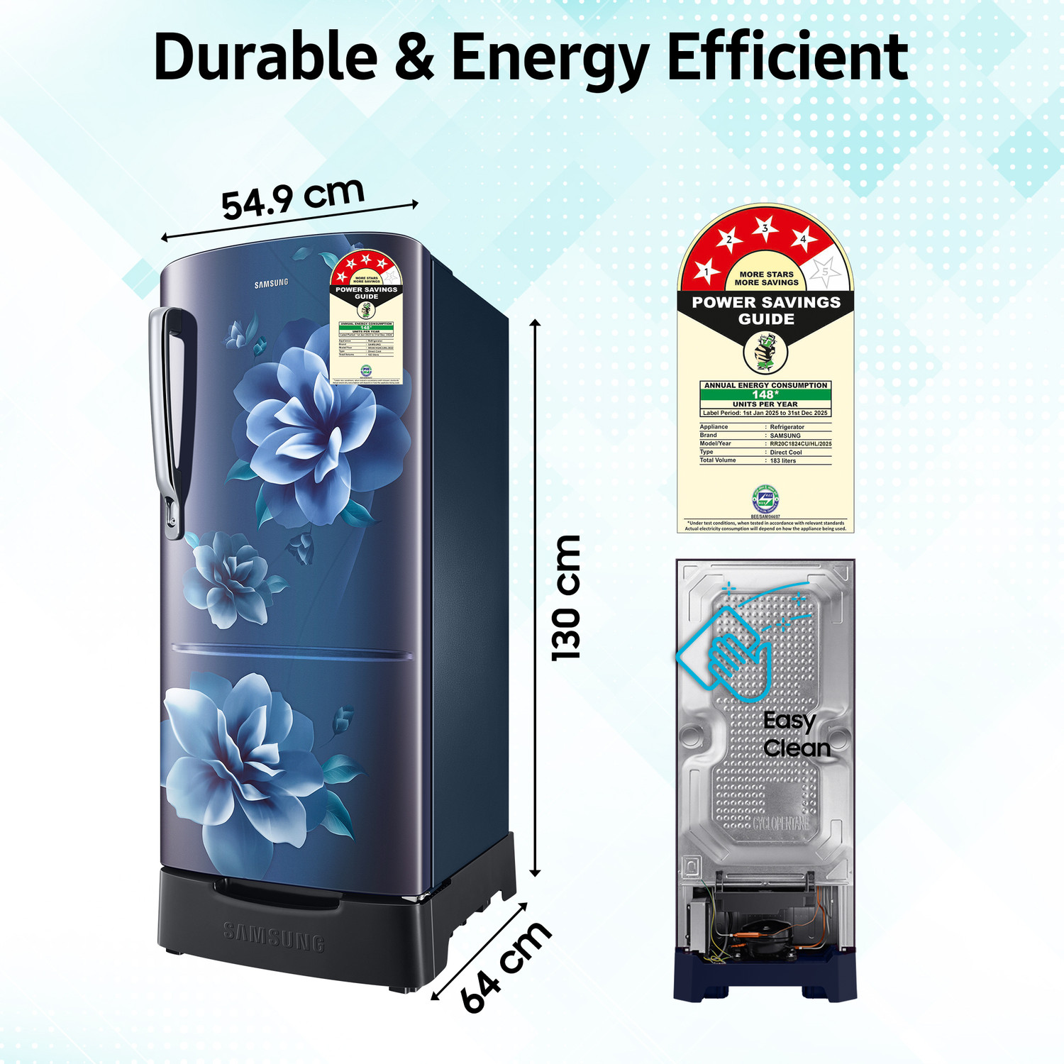 Image of Samsung 183 L Direct Cool Single Door 4 Star Refrigerator with Base Drawer with Digital Inverter