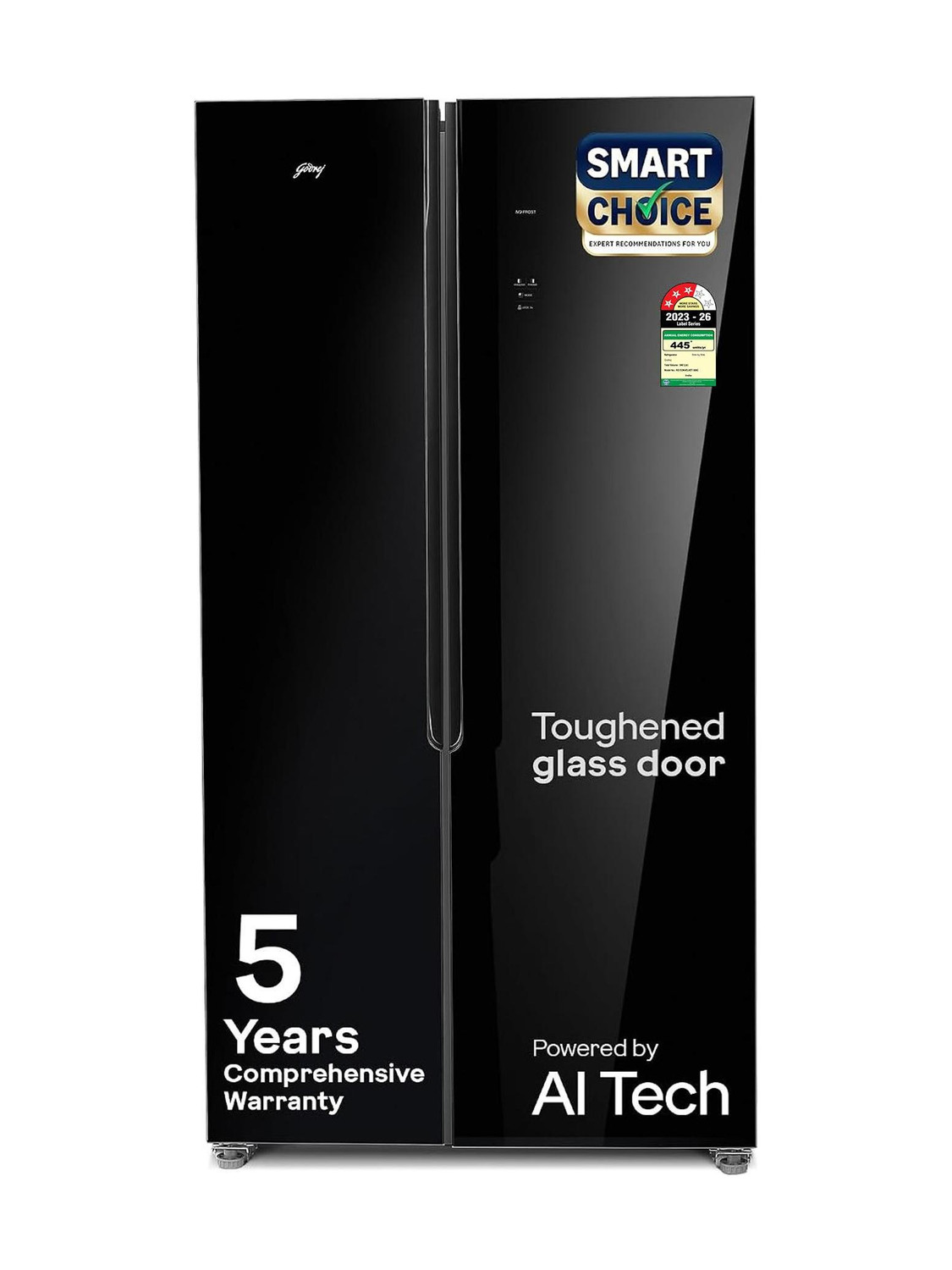 Godrej 540 L Frost Free Side by Side 3 Star Refrigerator  with AI Powered 4 Intelligent Modes Advanced Contol Panels Toughened Glass Door