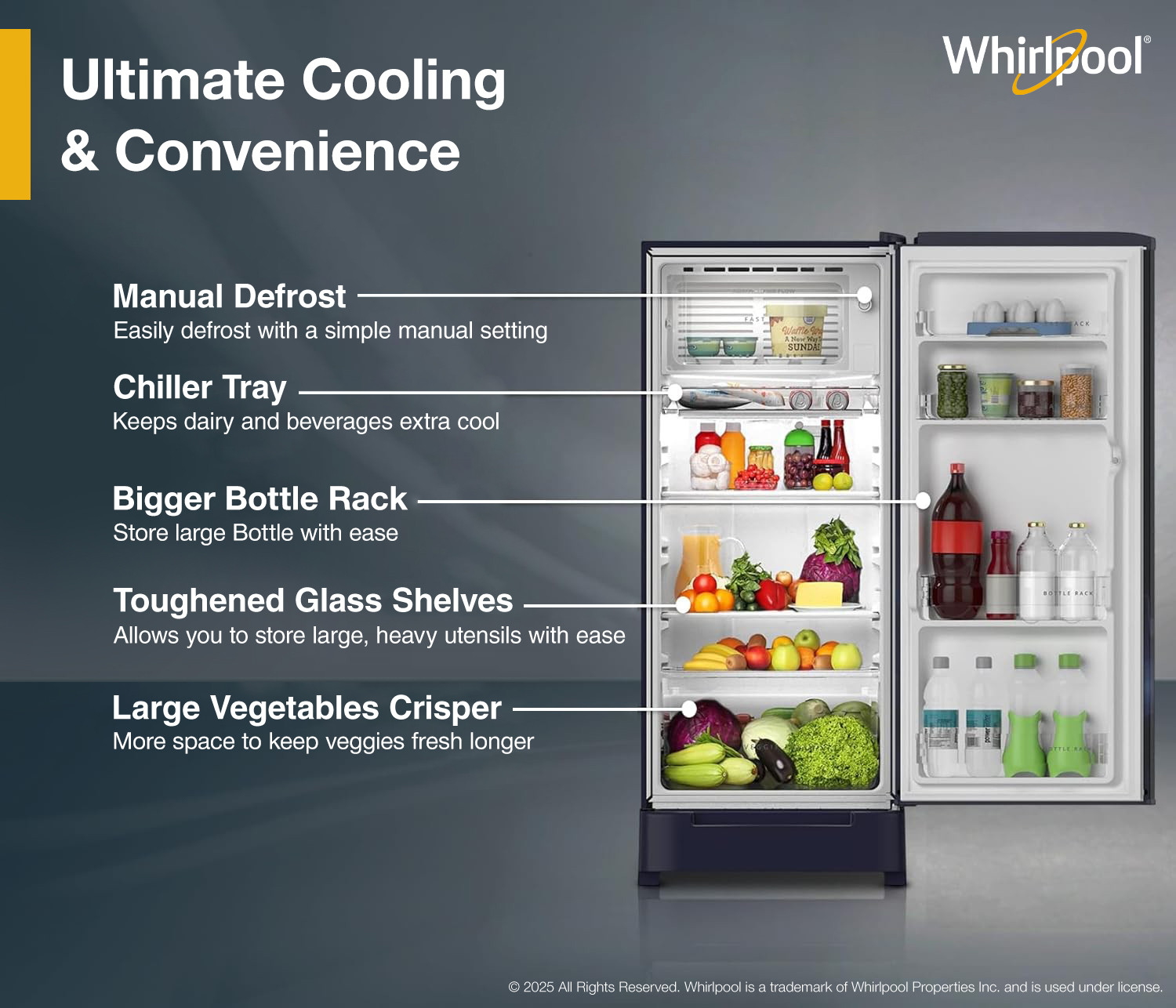 Image of Whirlpool 184 L Direct Cool Single Door 5 Star Refrigerator with Base Drawer