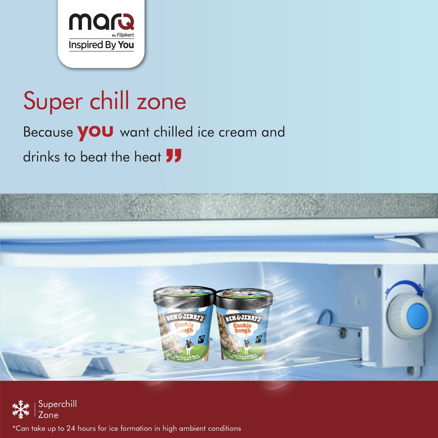 Image of MarQ by Flipkart 90 L Direct Cool Single Door 1 Star Refrigerator with Super Chill Zone & Toughened Glass Shelves