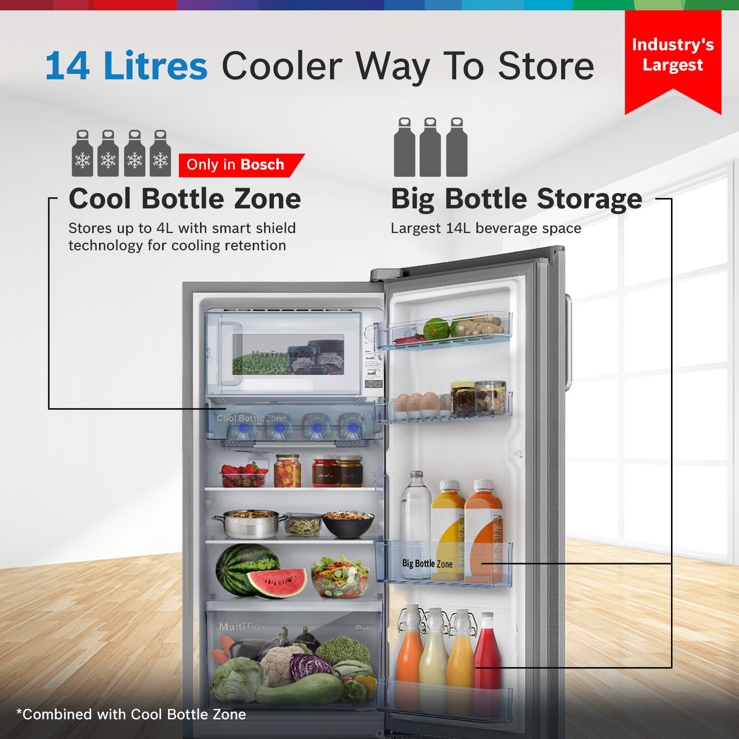 Image of BOSCH 187 L Direct Cool Single Door 4 Star Refrigerator with Industrys largest vegetable box|Industrys largest Beverage space 18 Hour Cooling Retention during powercut, 2.5x Faster Cooling, Smart inverter compressor